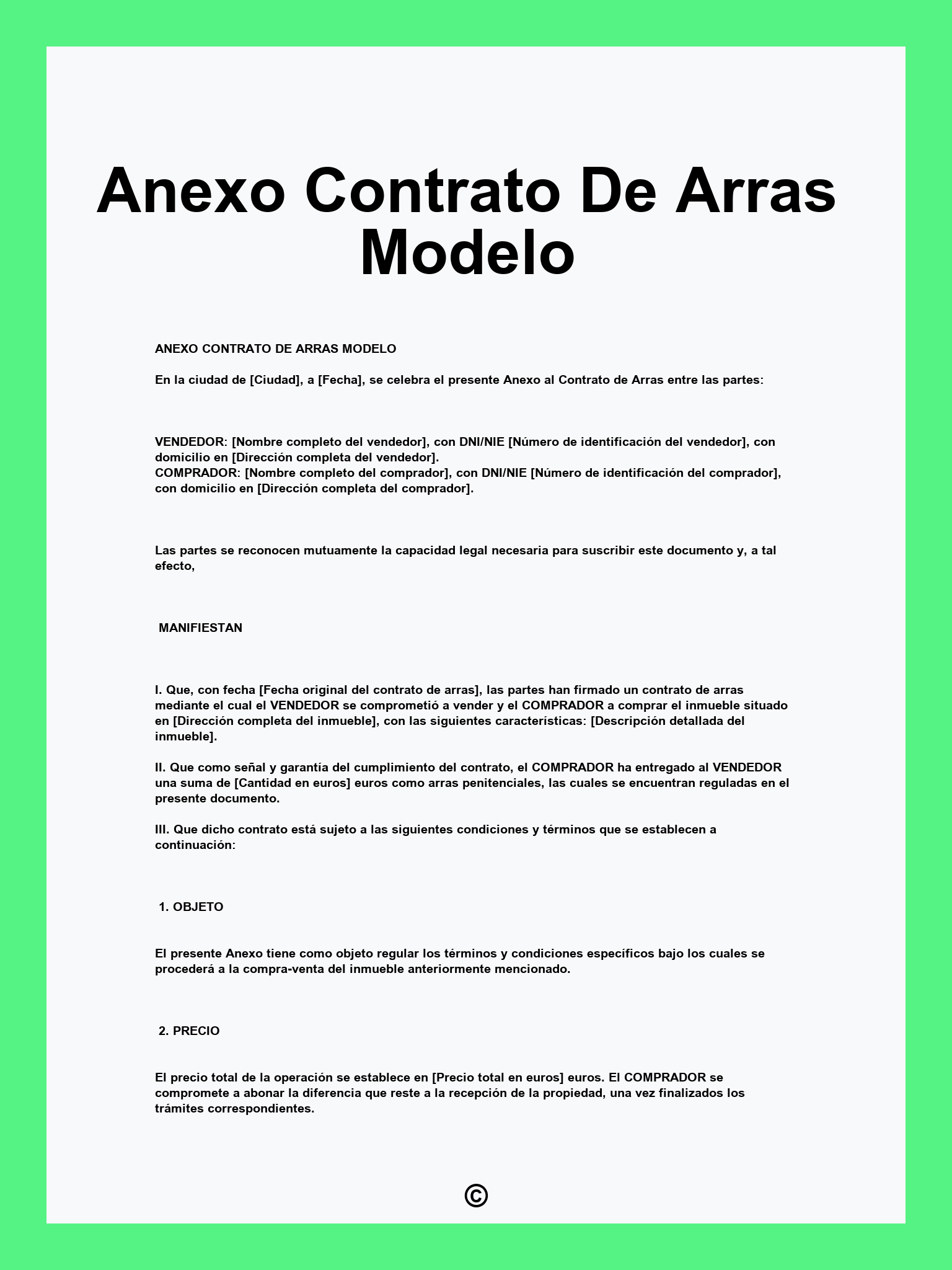 Anexo Contrato De Arras Modelo