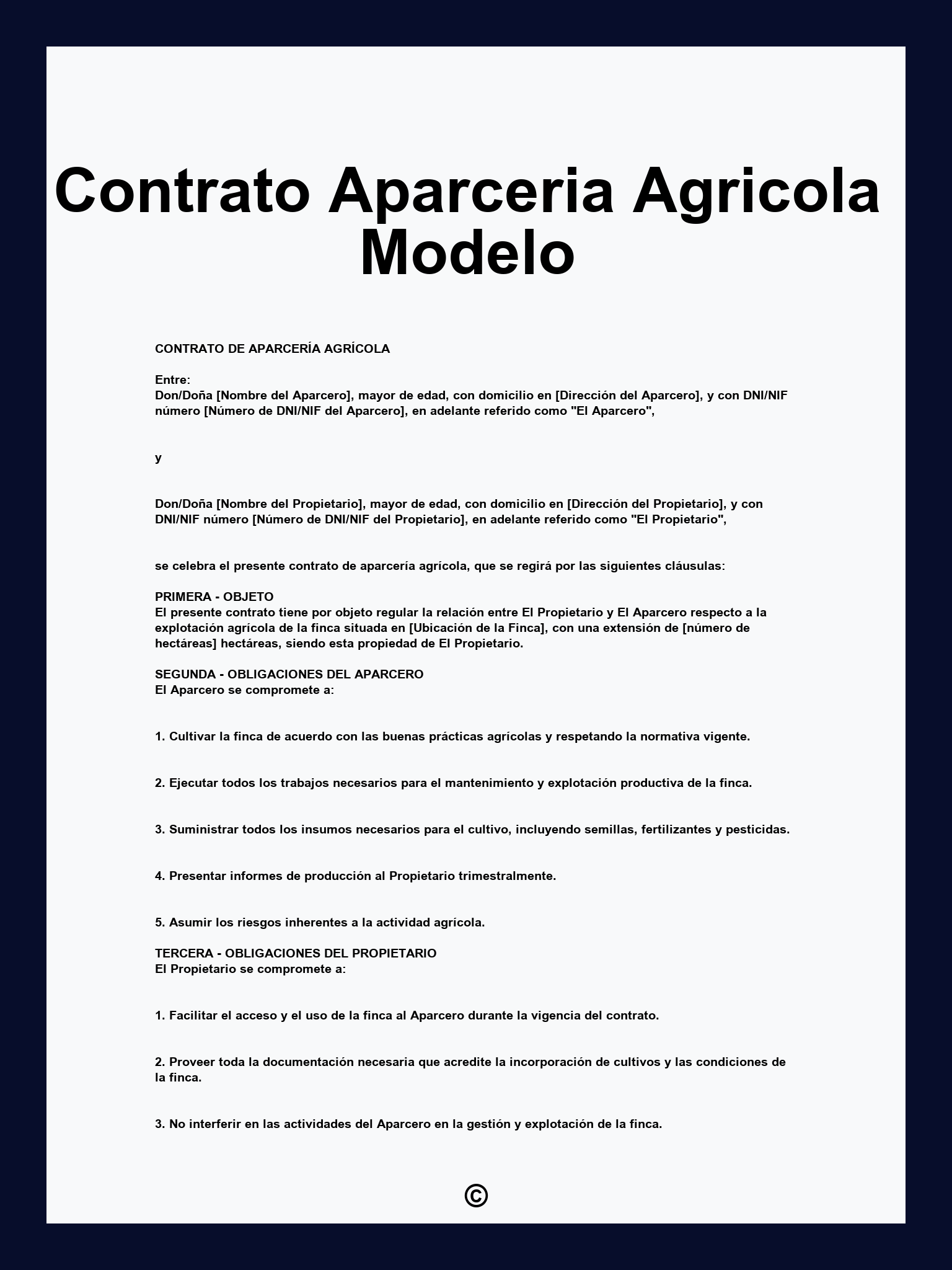 Contrato Aparceria Agricola Modelo