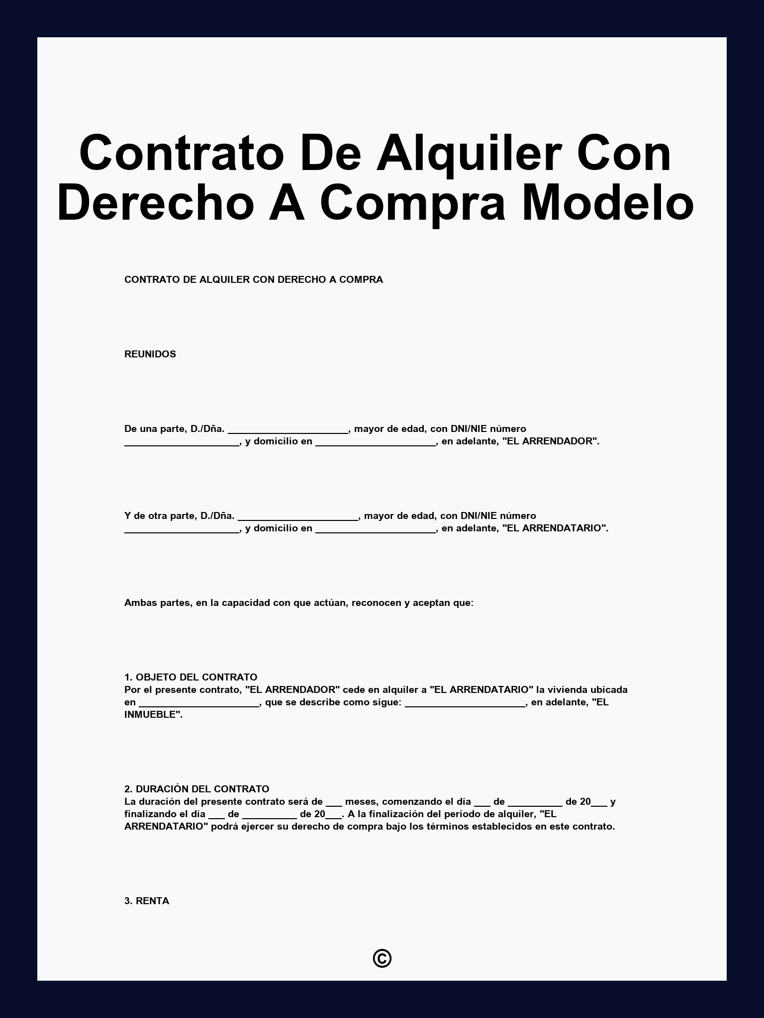 Contrato De Alquiler Con Derecho A Compra Modelo
