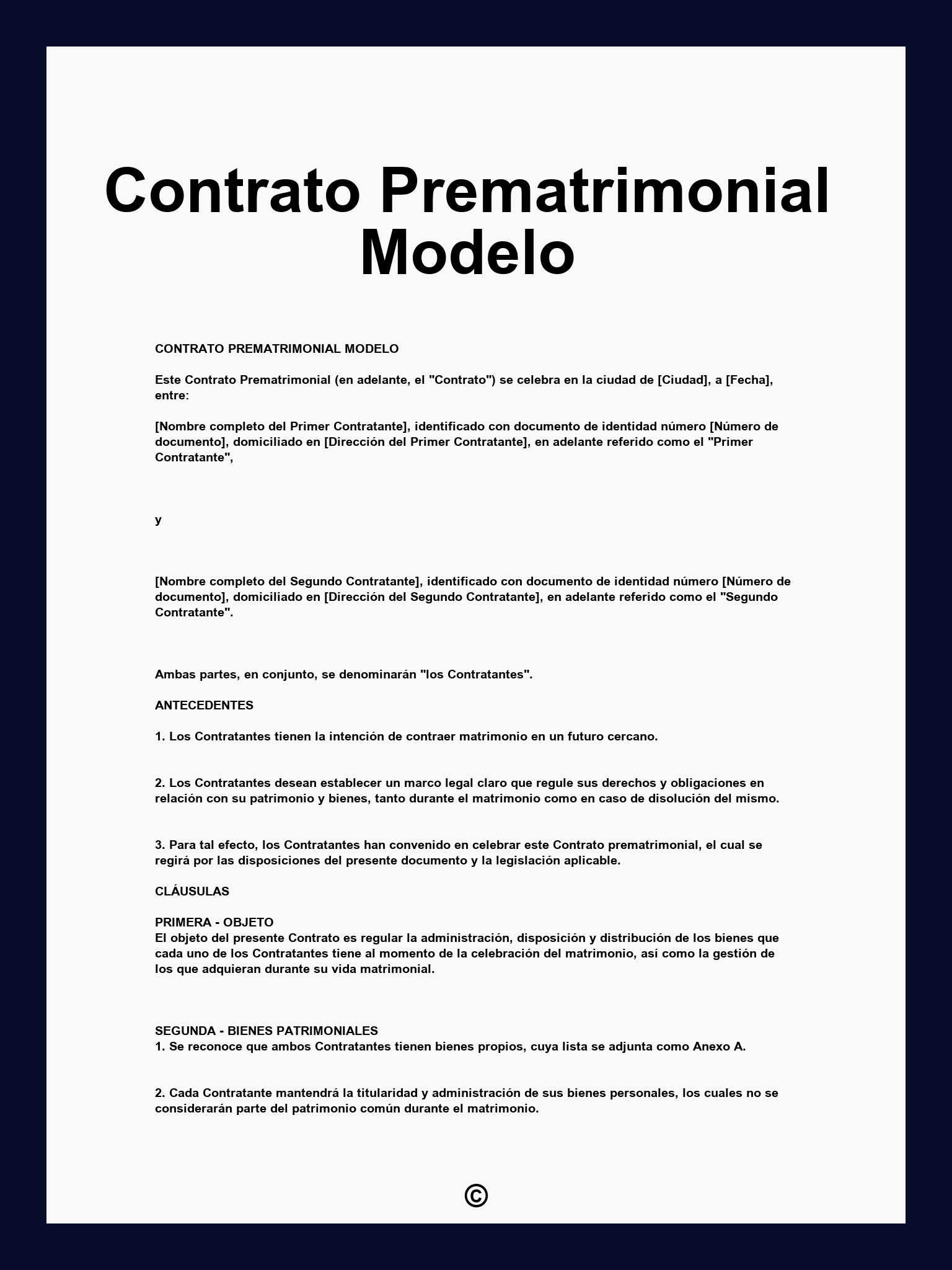 Contrato Prematrimonial Modelo