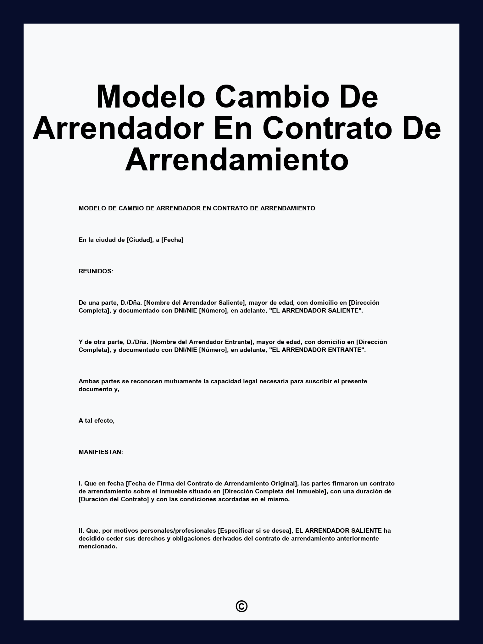 Modelo Cambio De Arrendador En Contrato De Arrendamiento