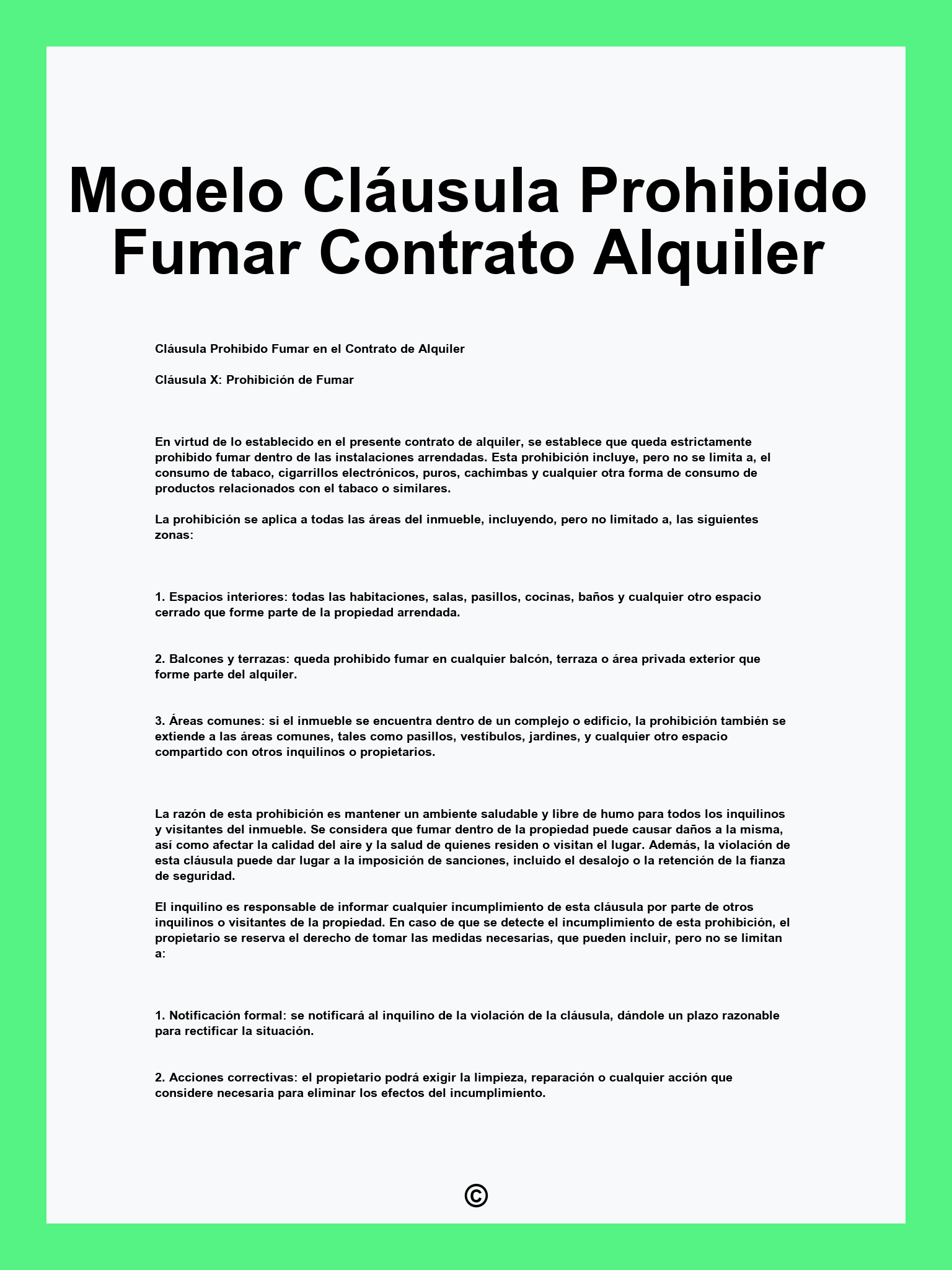 Modelo Cláusula Prohibido Fumar Contrato Alquiler
