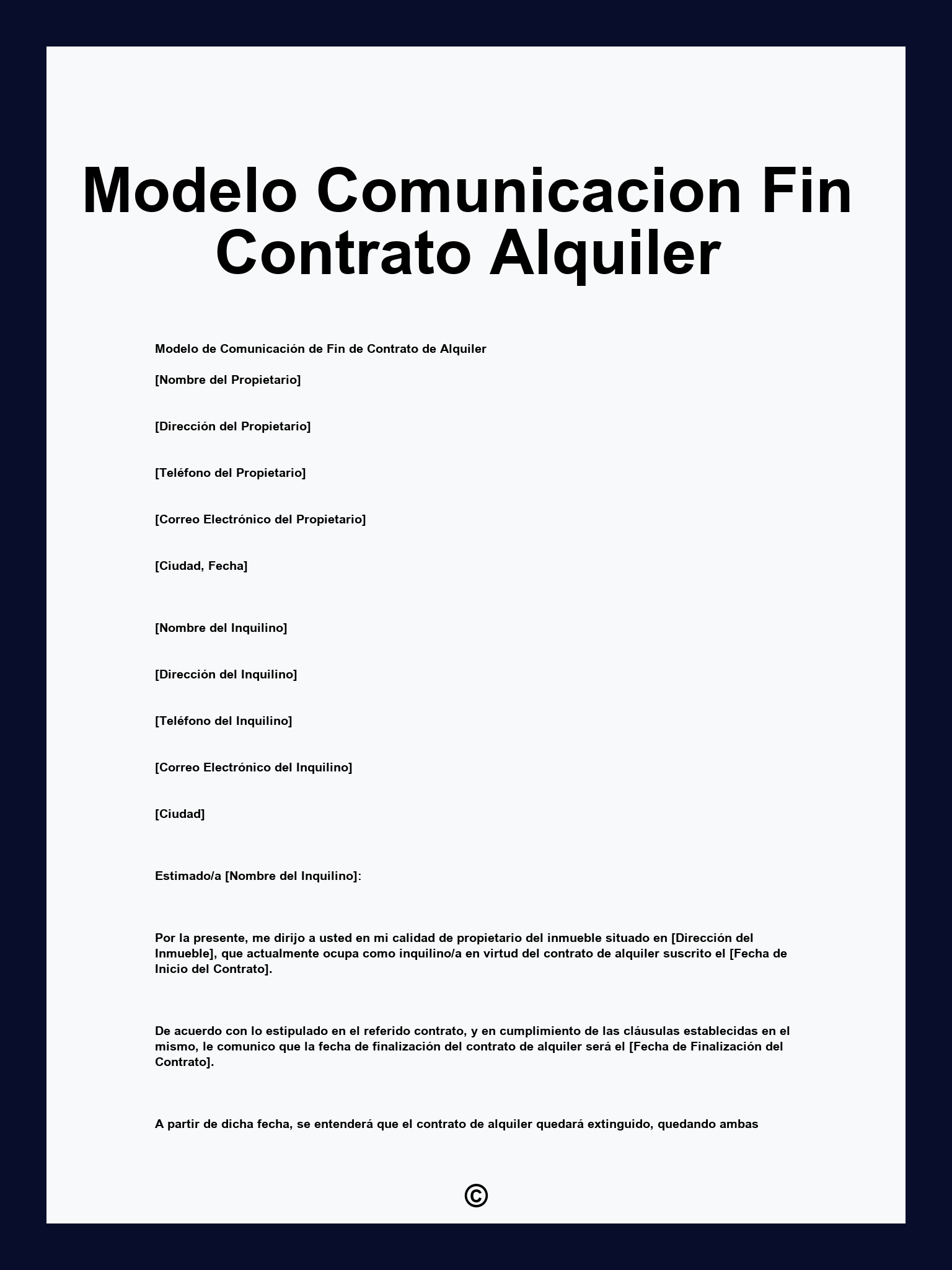 Modelo Comunicacion Fin Contrato Alquiler