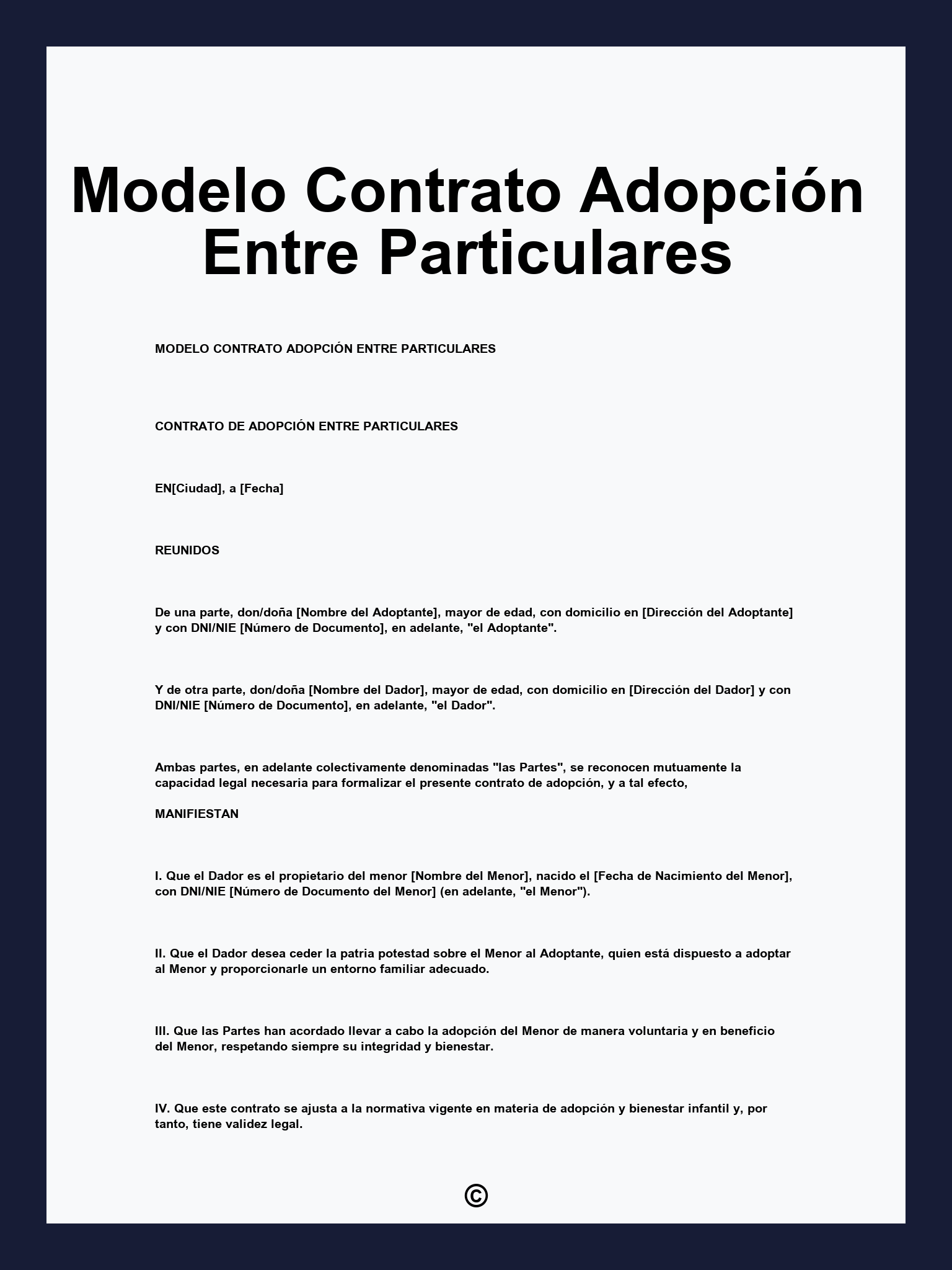 Modelo Contrato Adopción Entre Particulares