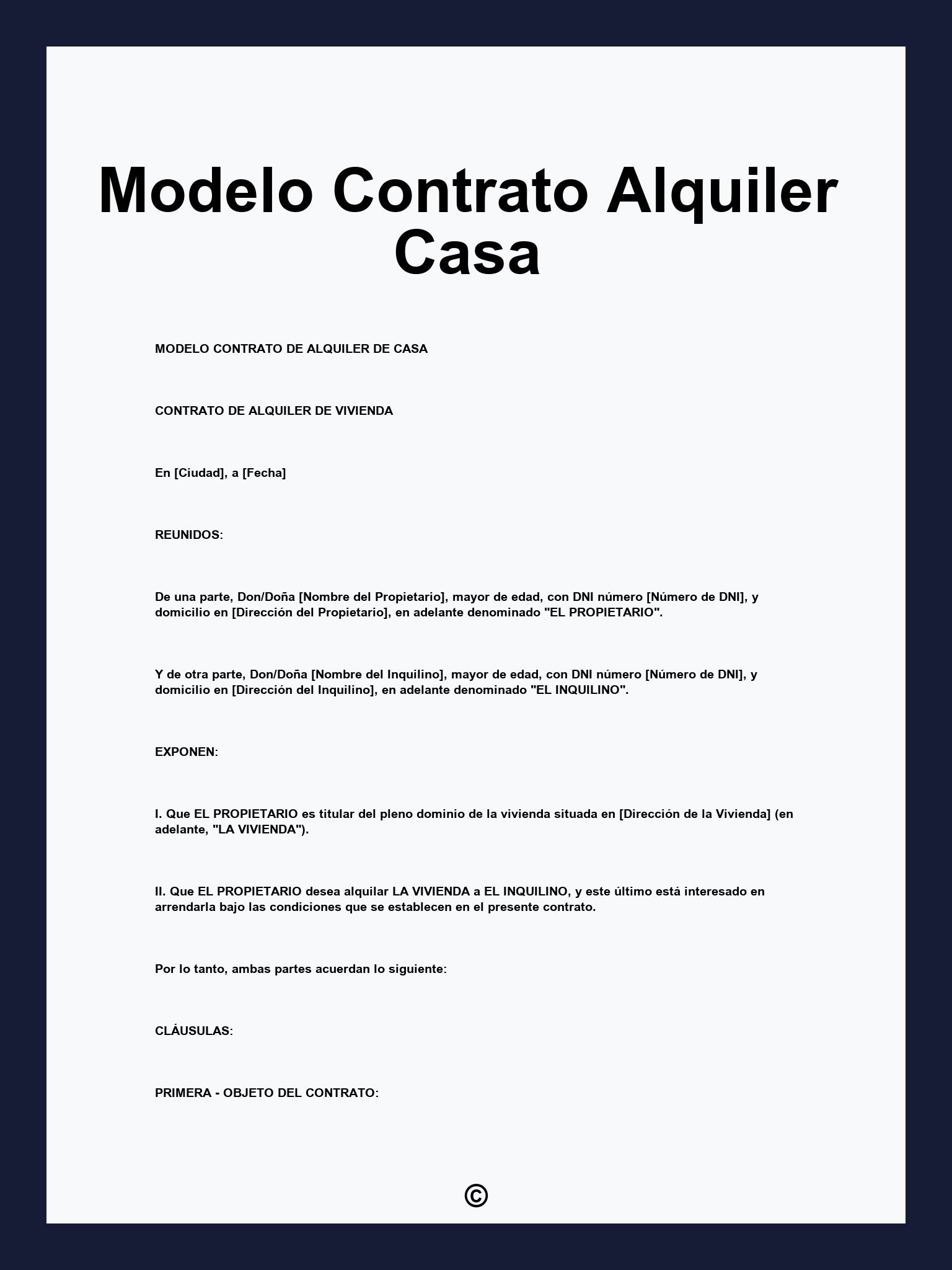 Modelo Contrato Alquiler Casa