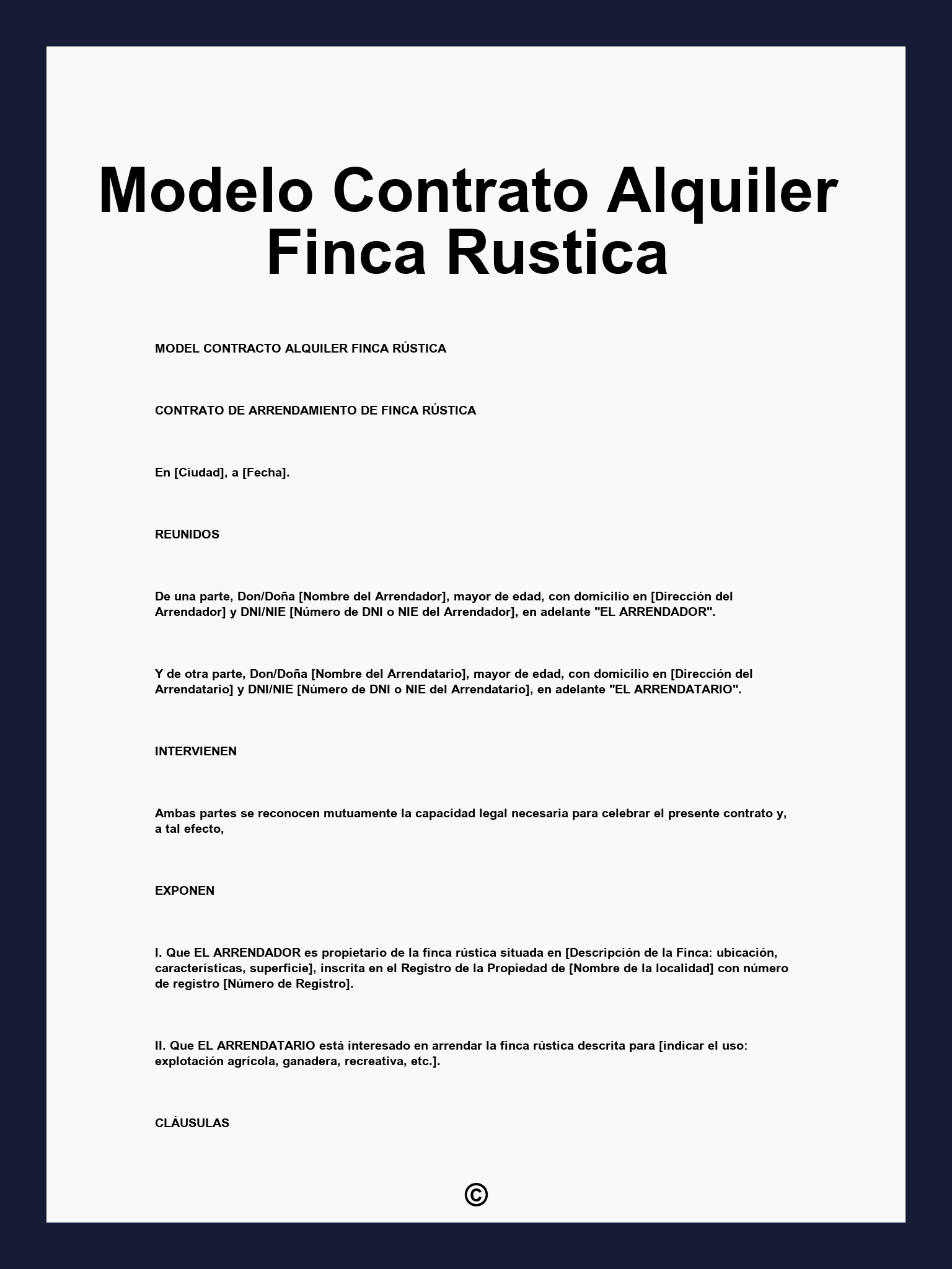 Modelo Contrato Alquiler Finca Rustica