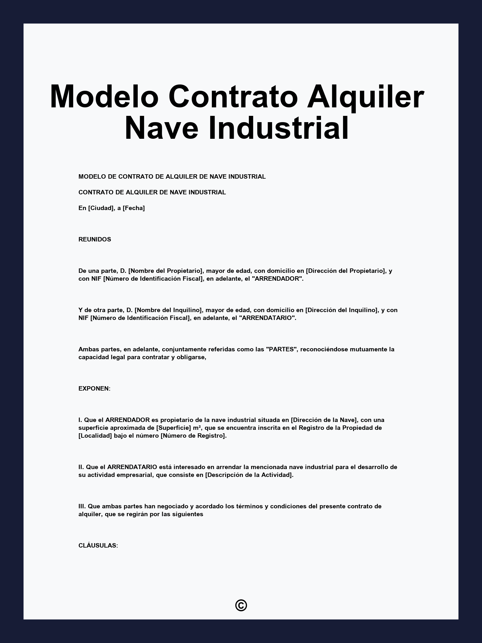 Modelo Contrato Alquiler Nave Industrial