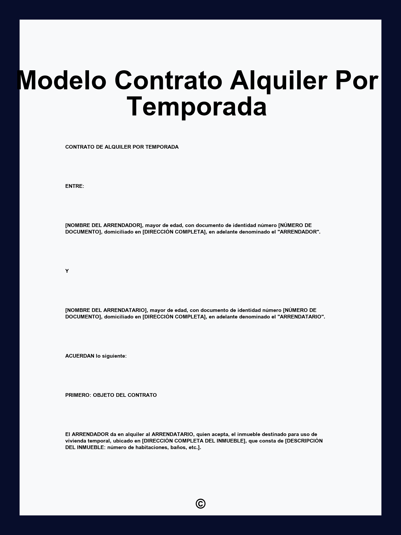 Modelo Contrato Alquiler Por Temporada
