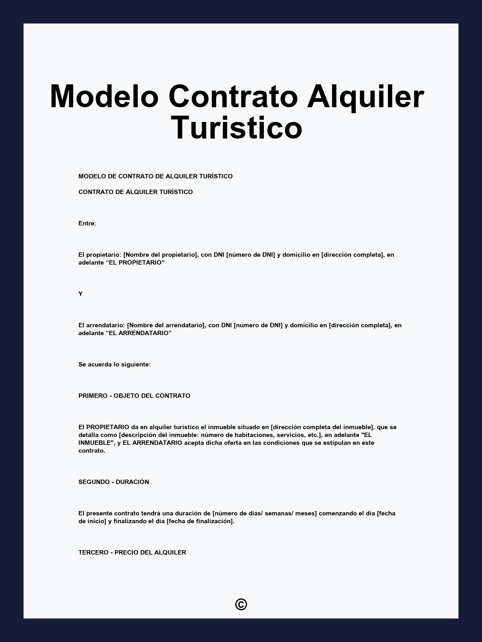 Modelo Contrato Alquiler Turistico