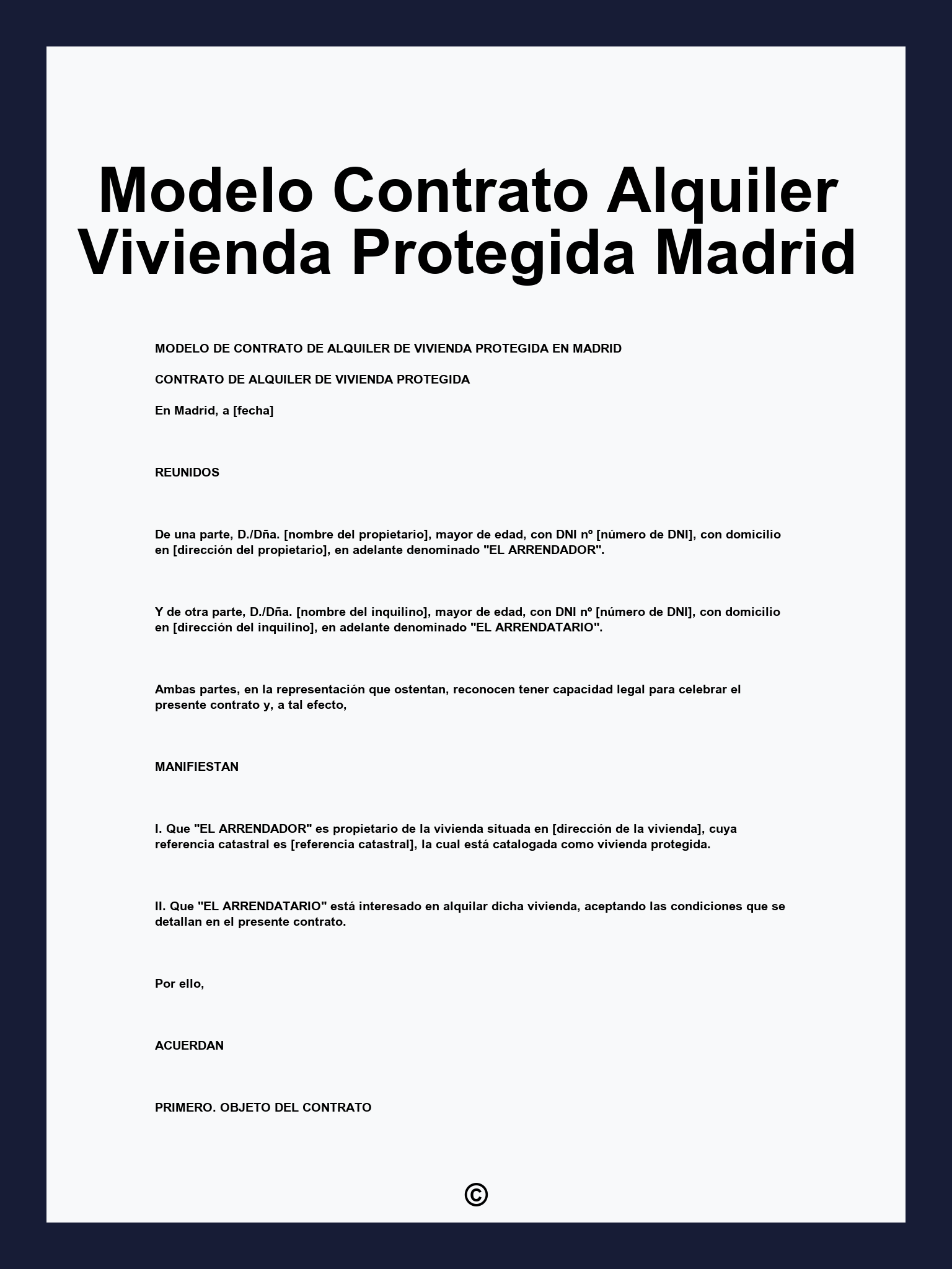 Modelo Contrato Alquiler Vivienda Protegida Madrid