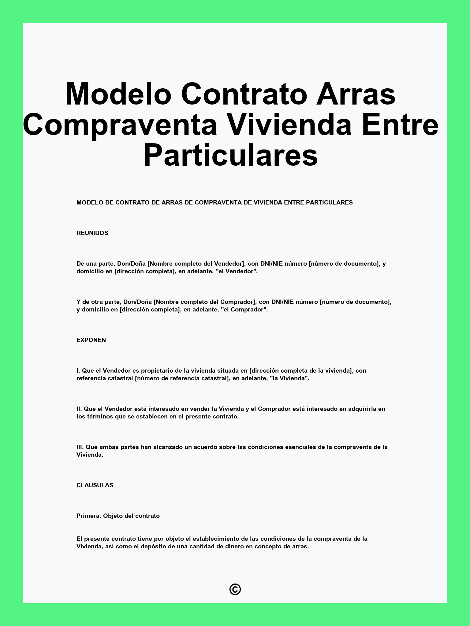 Modelo Contrato Arras Compraventa Vivienda Entre Particulares