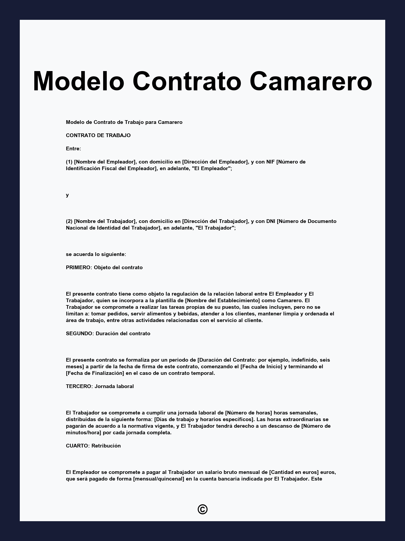 Modelo Contrato Camarero