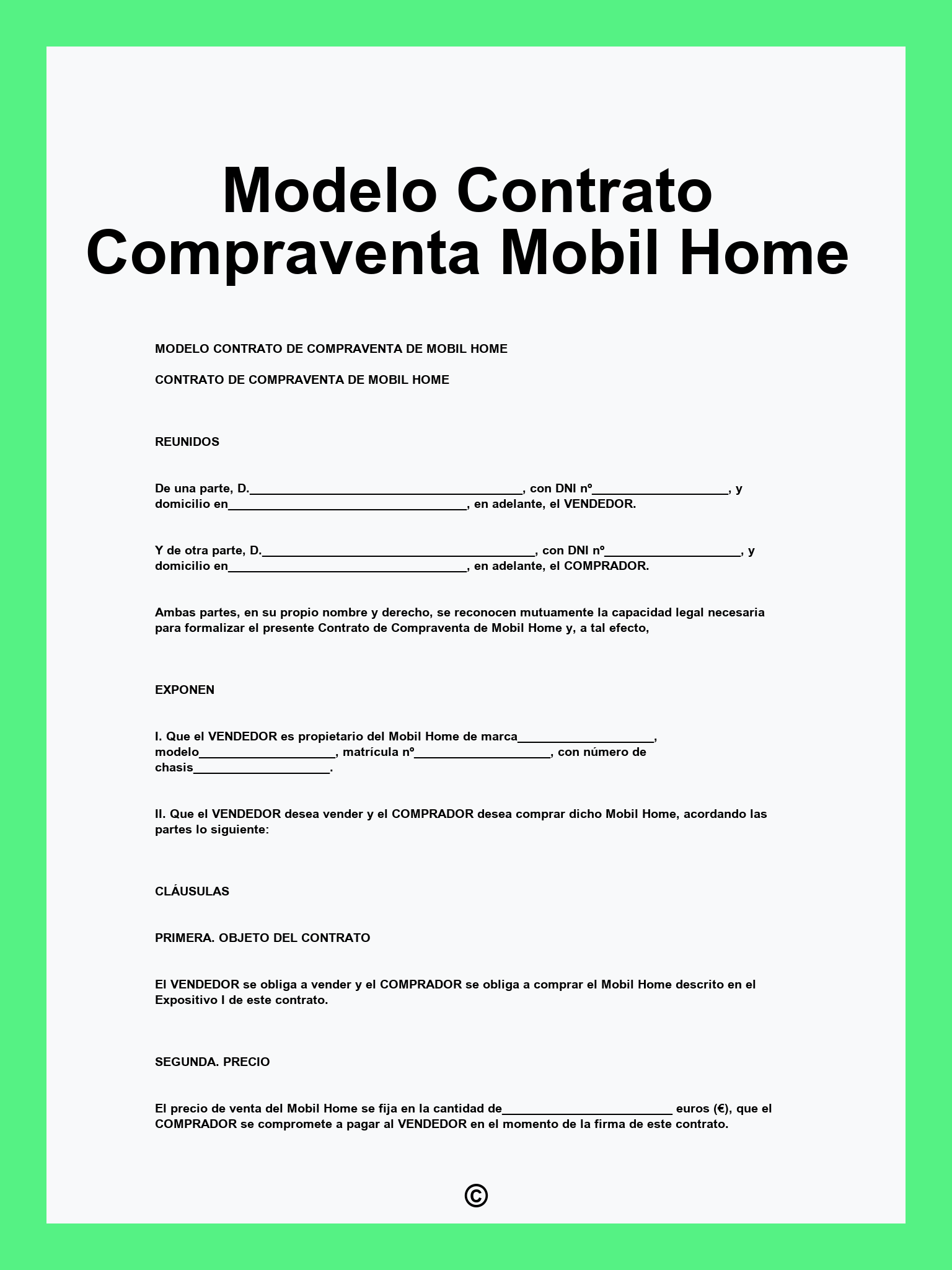 Modelo Contrato Compraventa Mobil Home