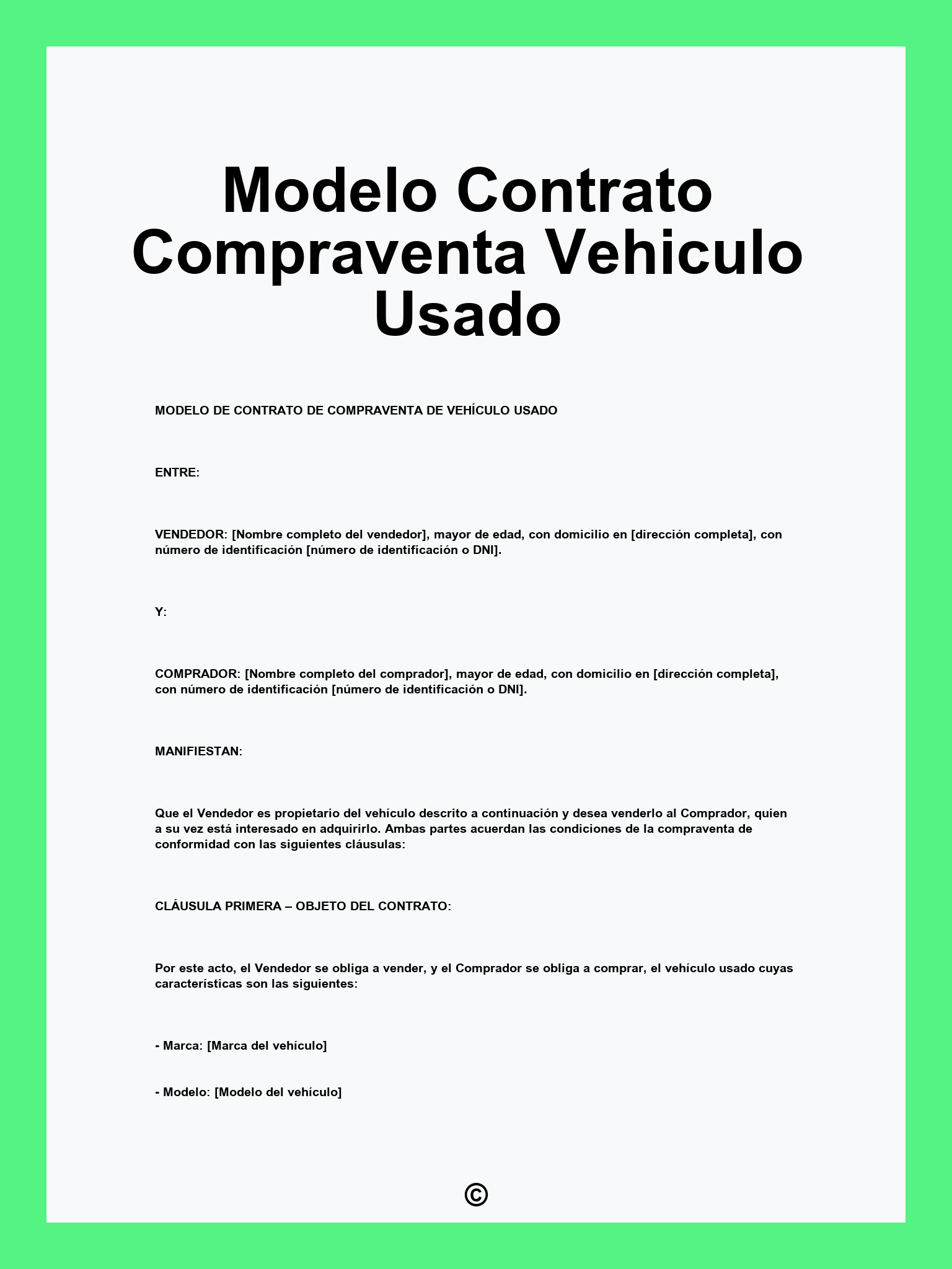 Modelo Contrato Compraventa Vehiculo Usado