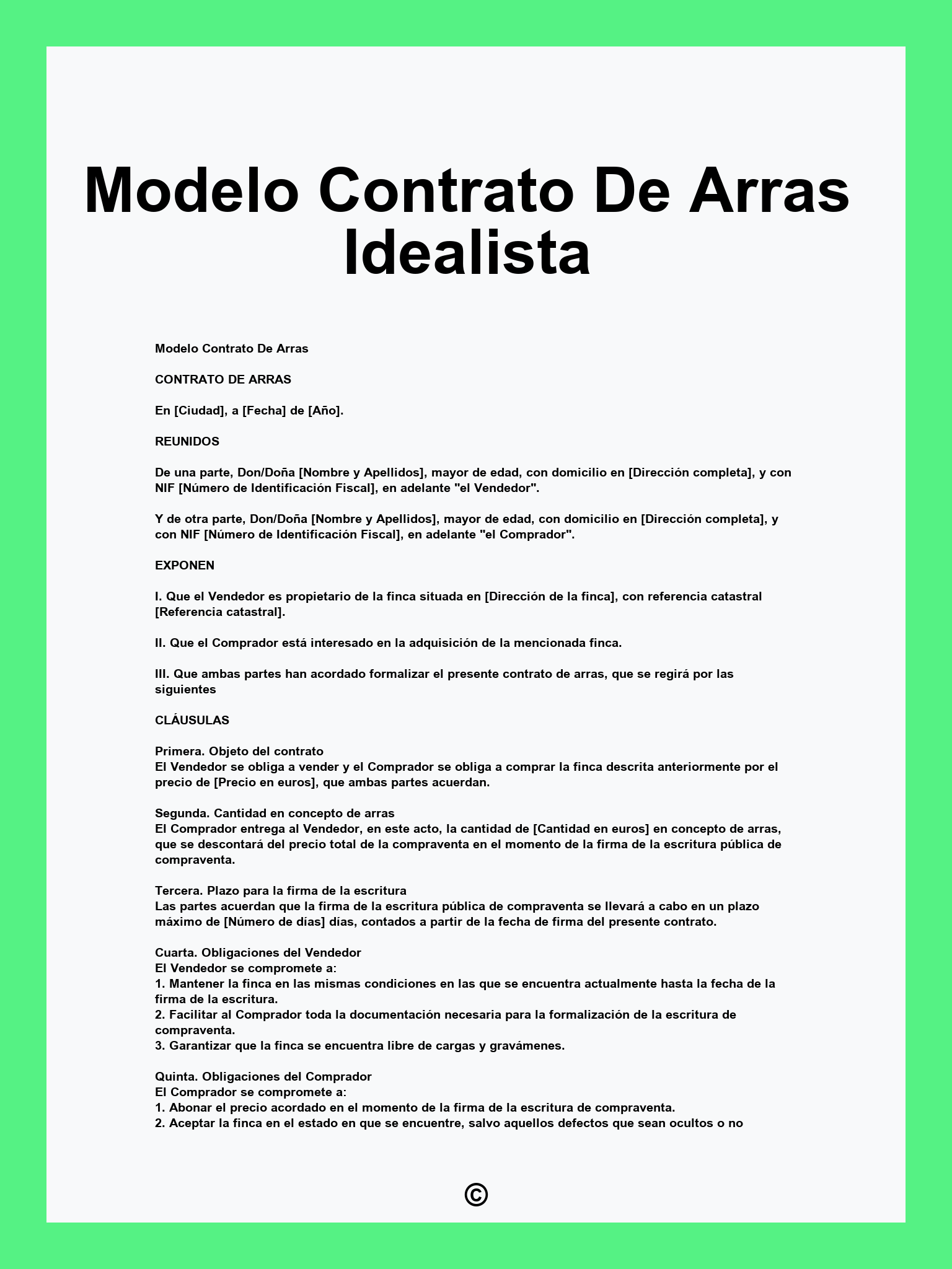 Modelo Contrato De Arras Idealista