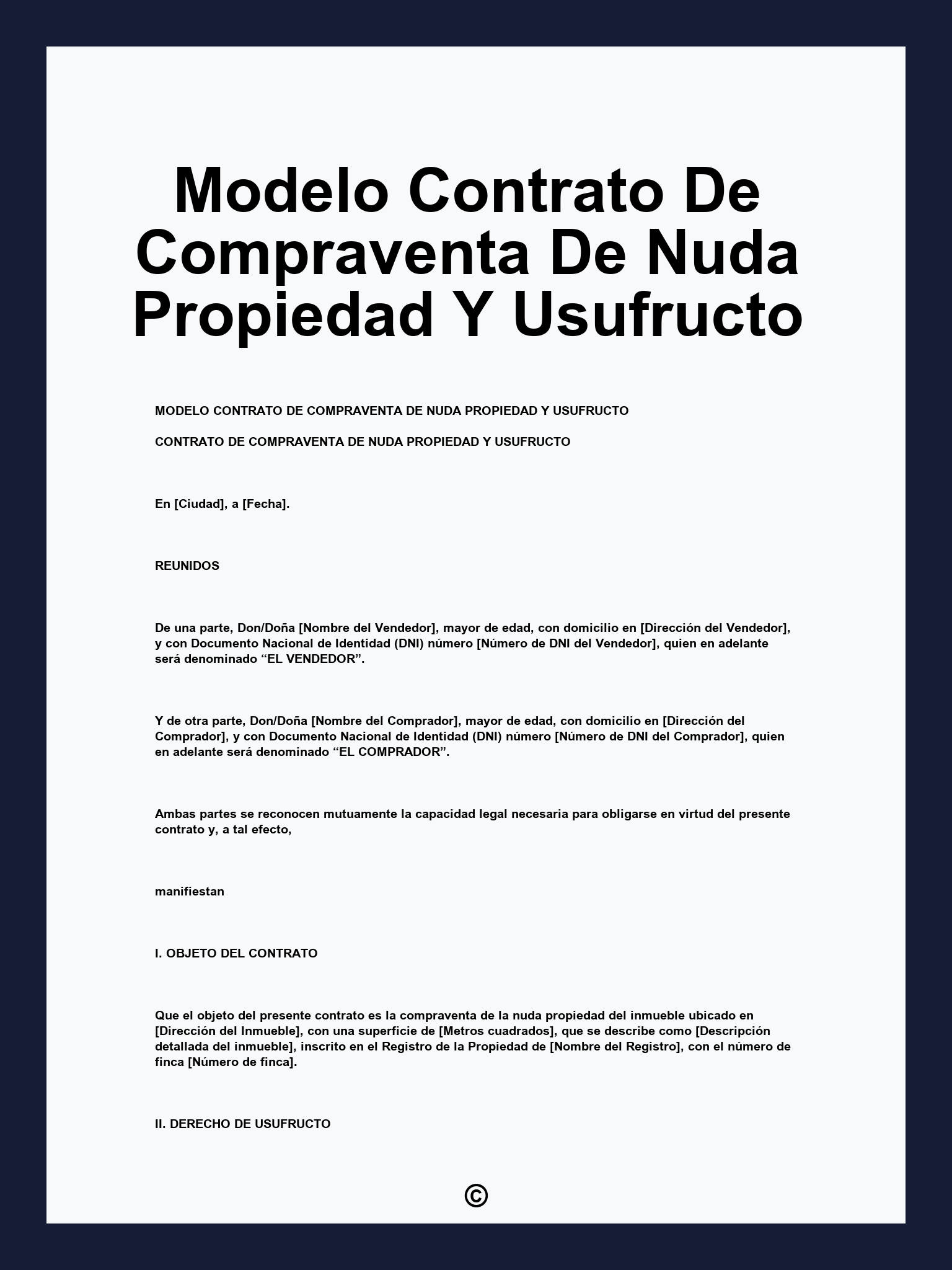Modelo Contrato De Compraventa De Nuda Propiedad Y Usufructo