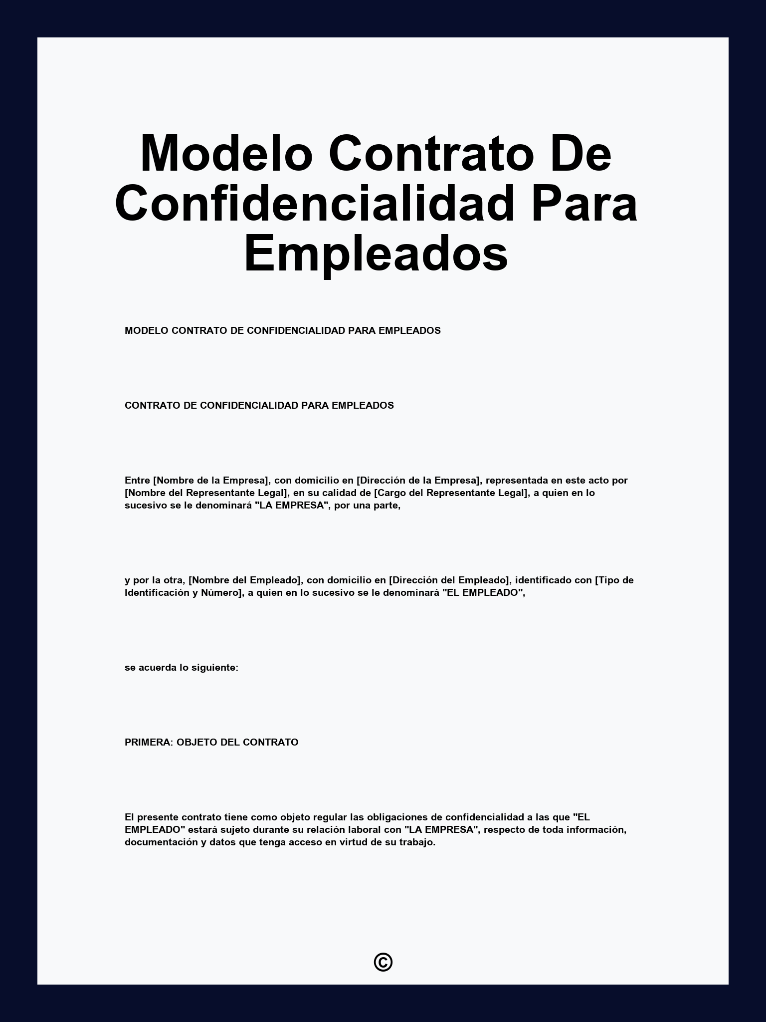 Modelo Contrato De Confidencialidad Para Empleados