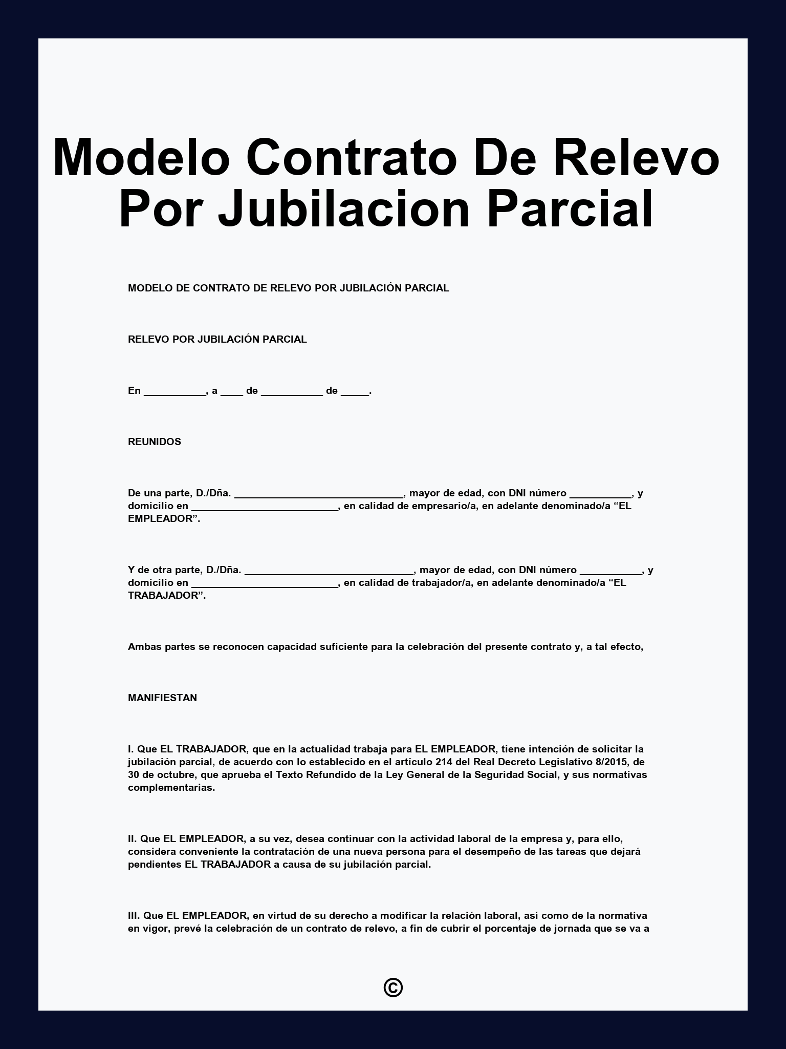 Modelo Contrato De Relevo Por Jubilacion Parcial