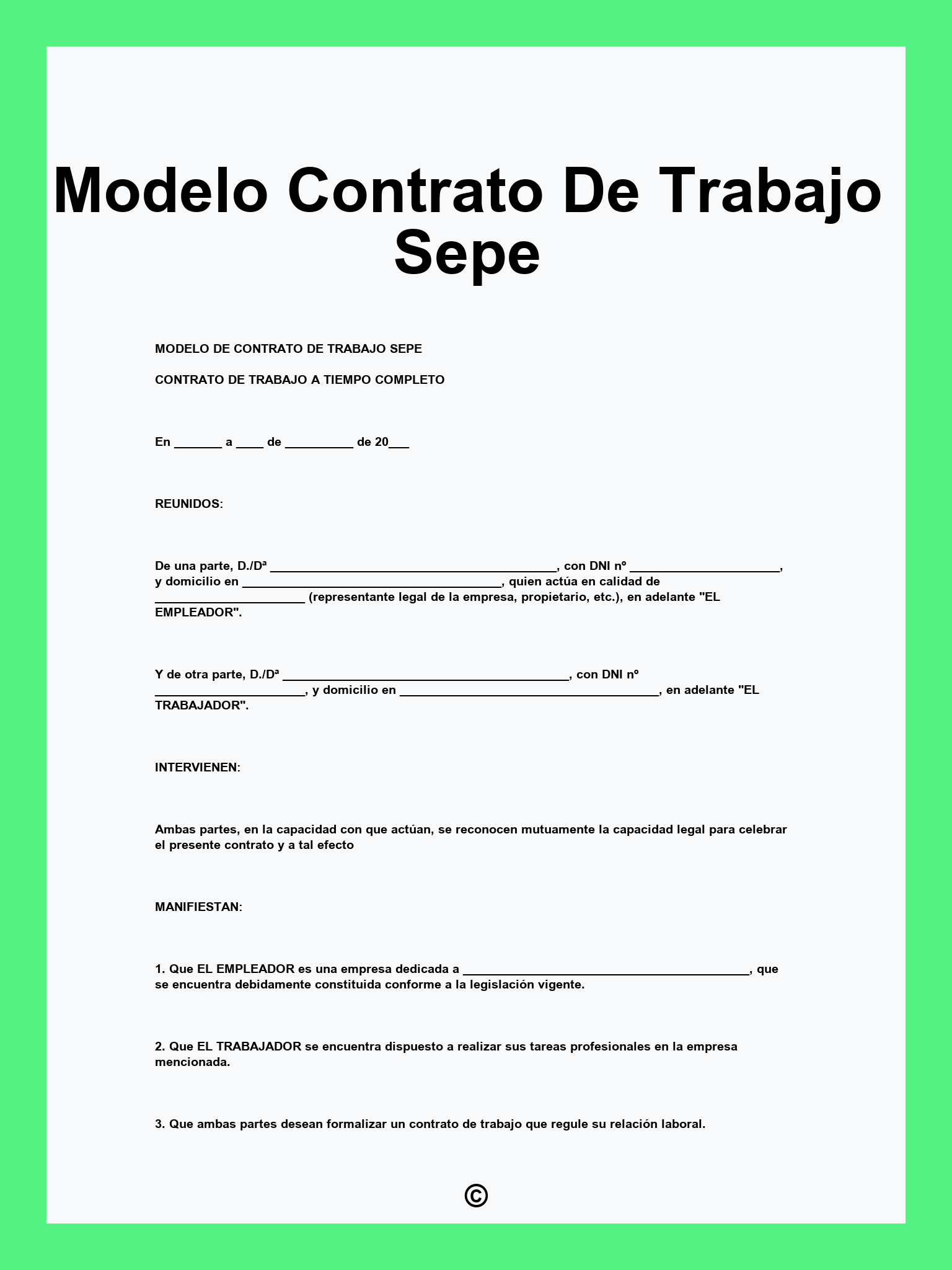 Modelo Contrato De Trabajo Sepe