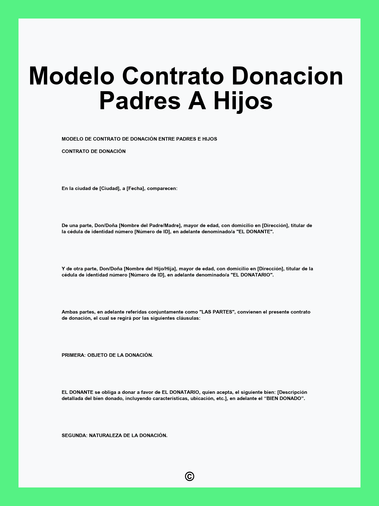 Modelo Contrato Donacion Padres A Hijos