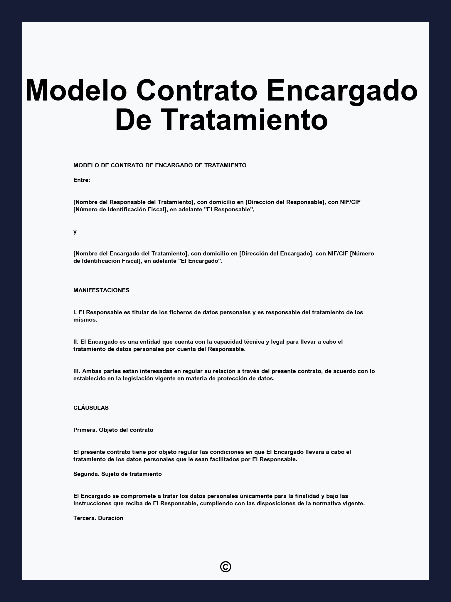 Modelo Contrato Encargado De Tratamiento