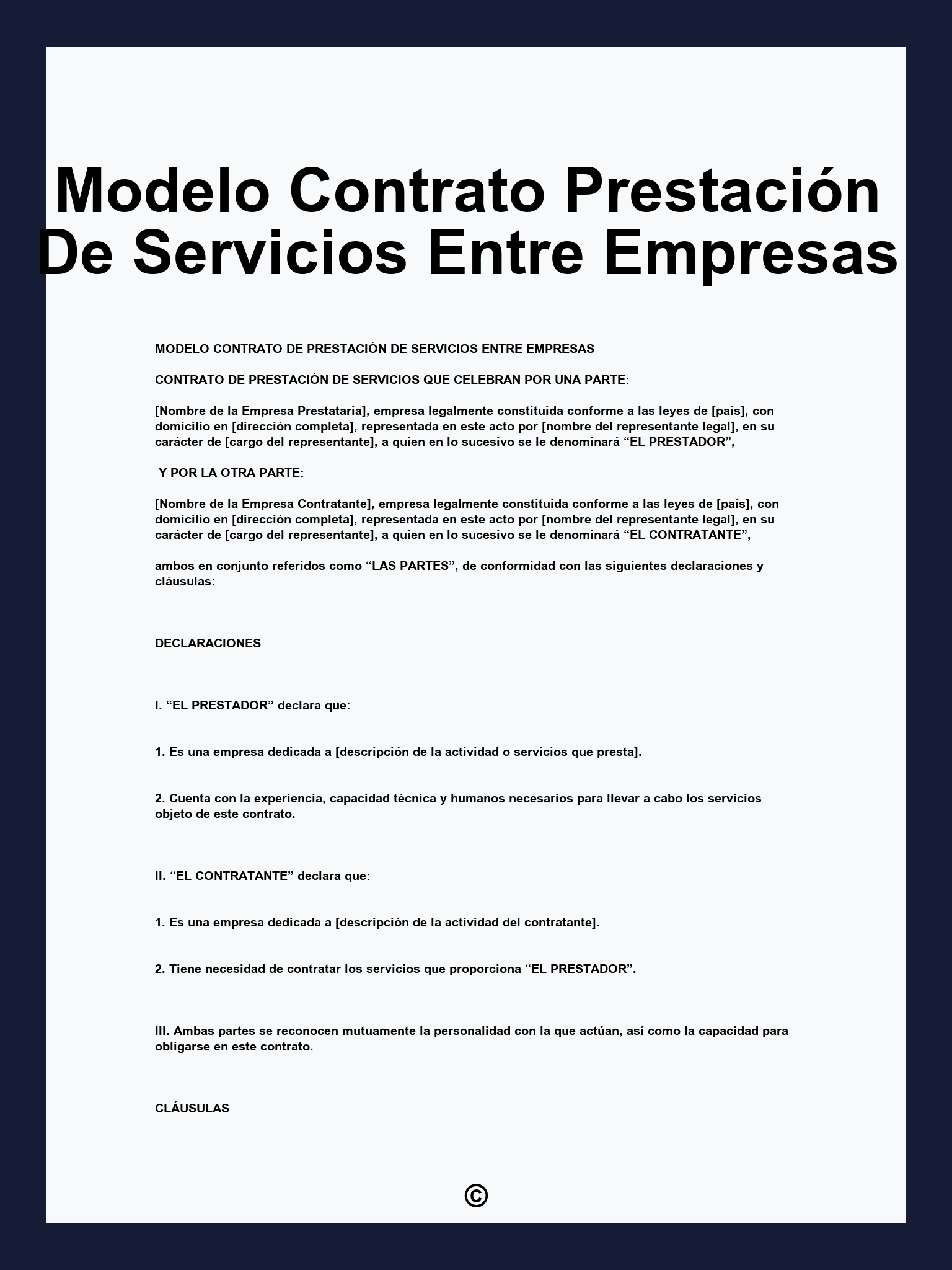 Modelo Contrato Prestación De Servicios Entre Empresas