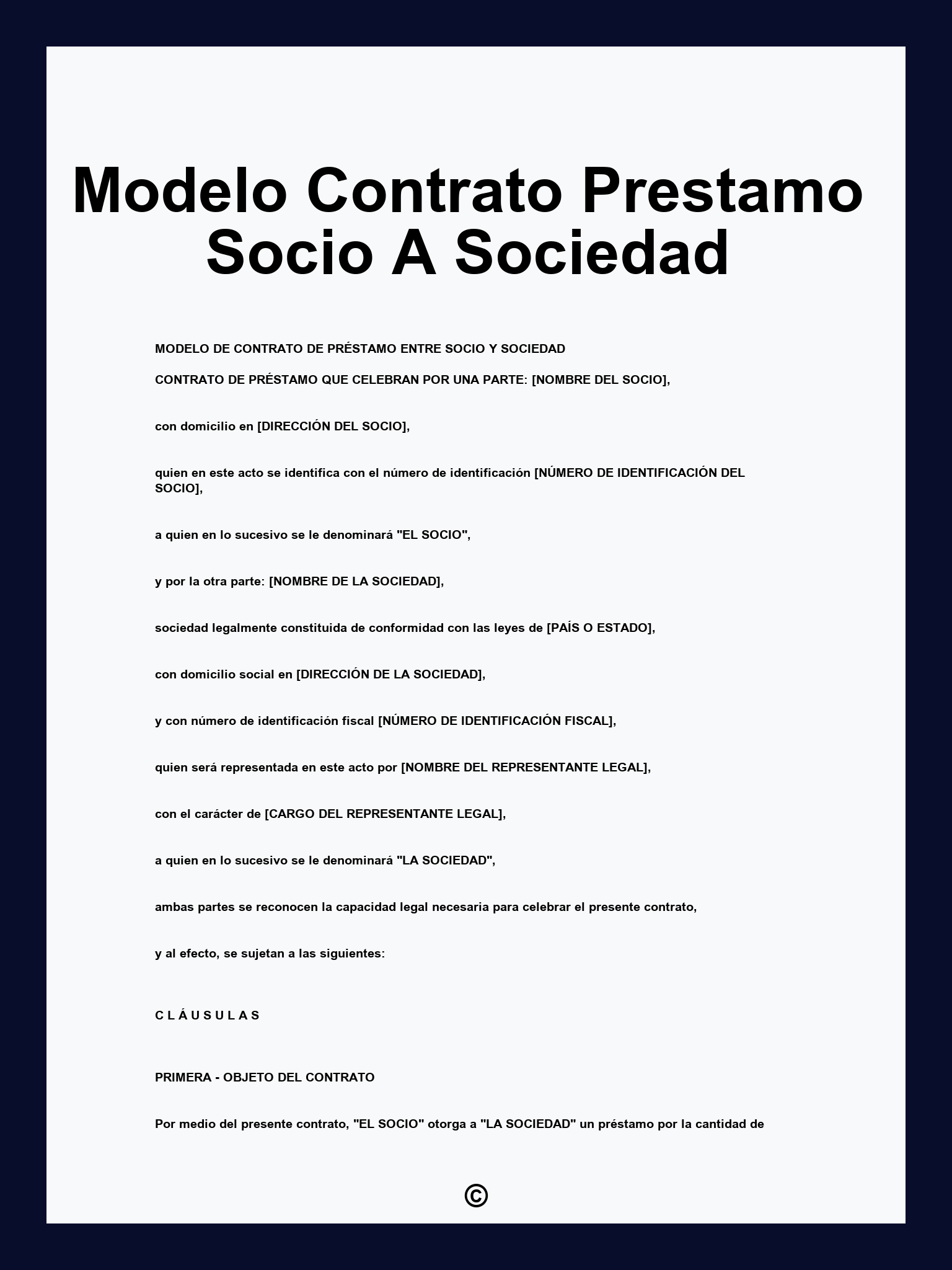 Modelo Contrato Prestamo Socio A Sociedad
