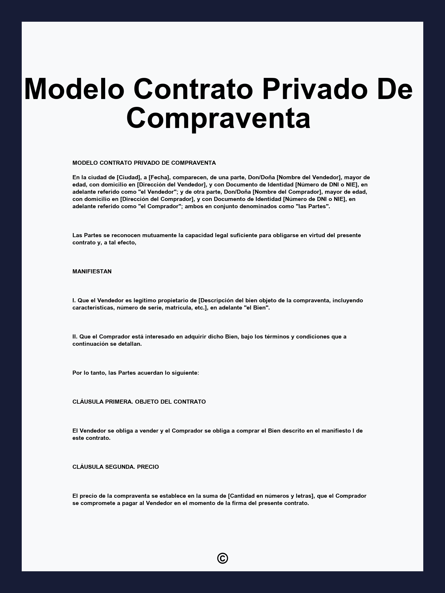 Modelo Contrato Privado De Compraventa