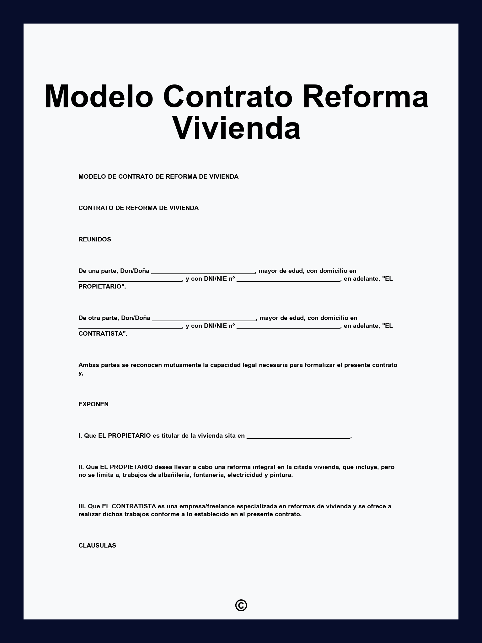 Modelo Contrato Reforma Vivienda