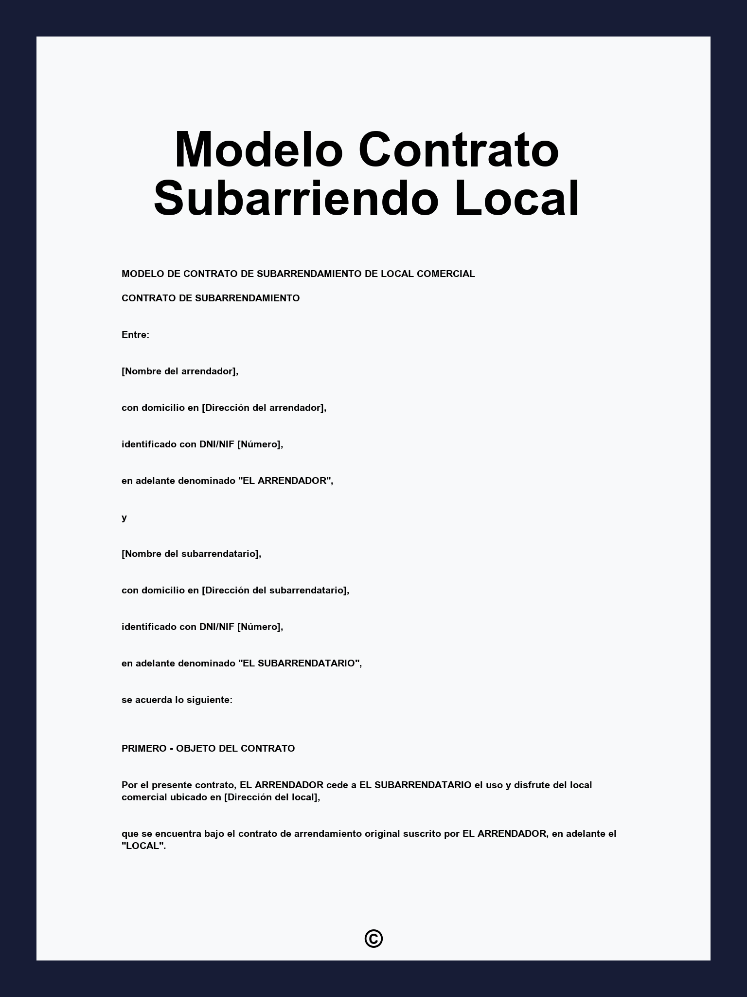 Modelo Contrato Subarriendo Local