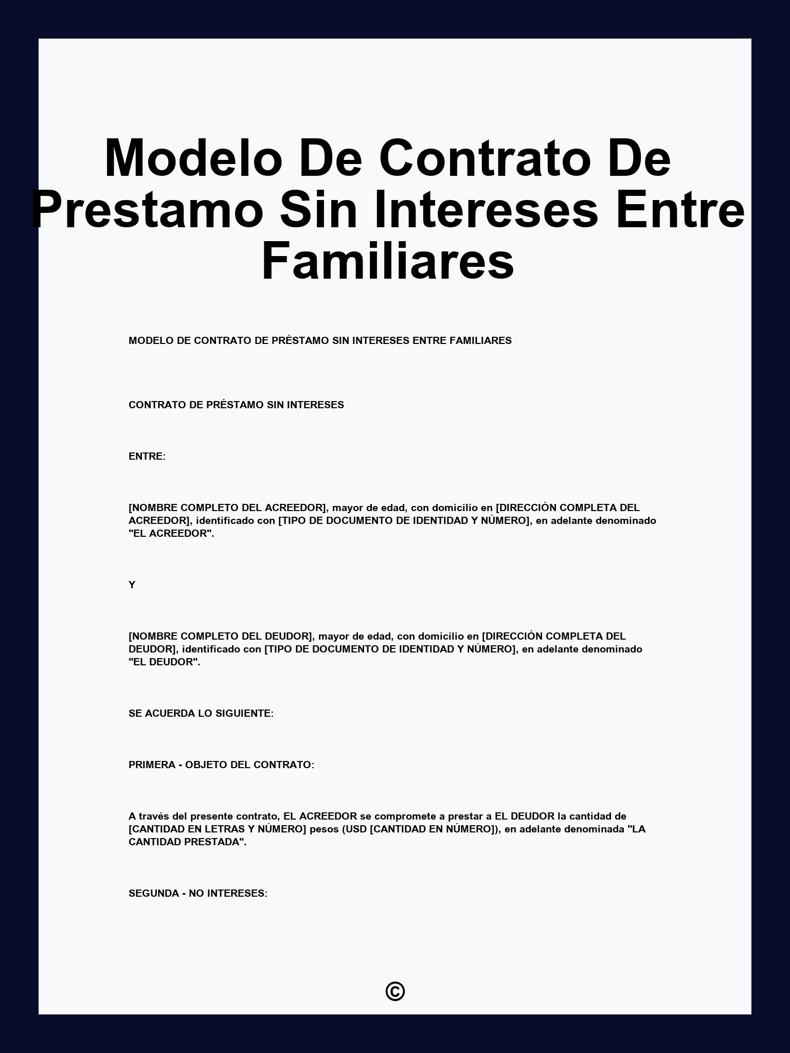 Modelo De Contrato De Prestamo Sin Intereses Entre Familiares