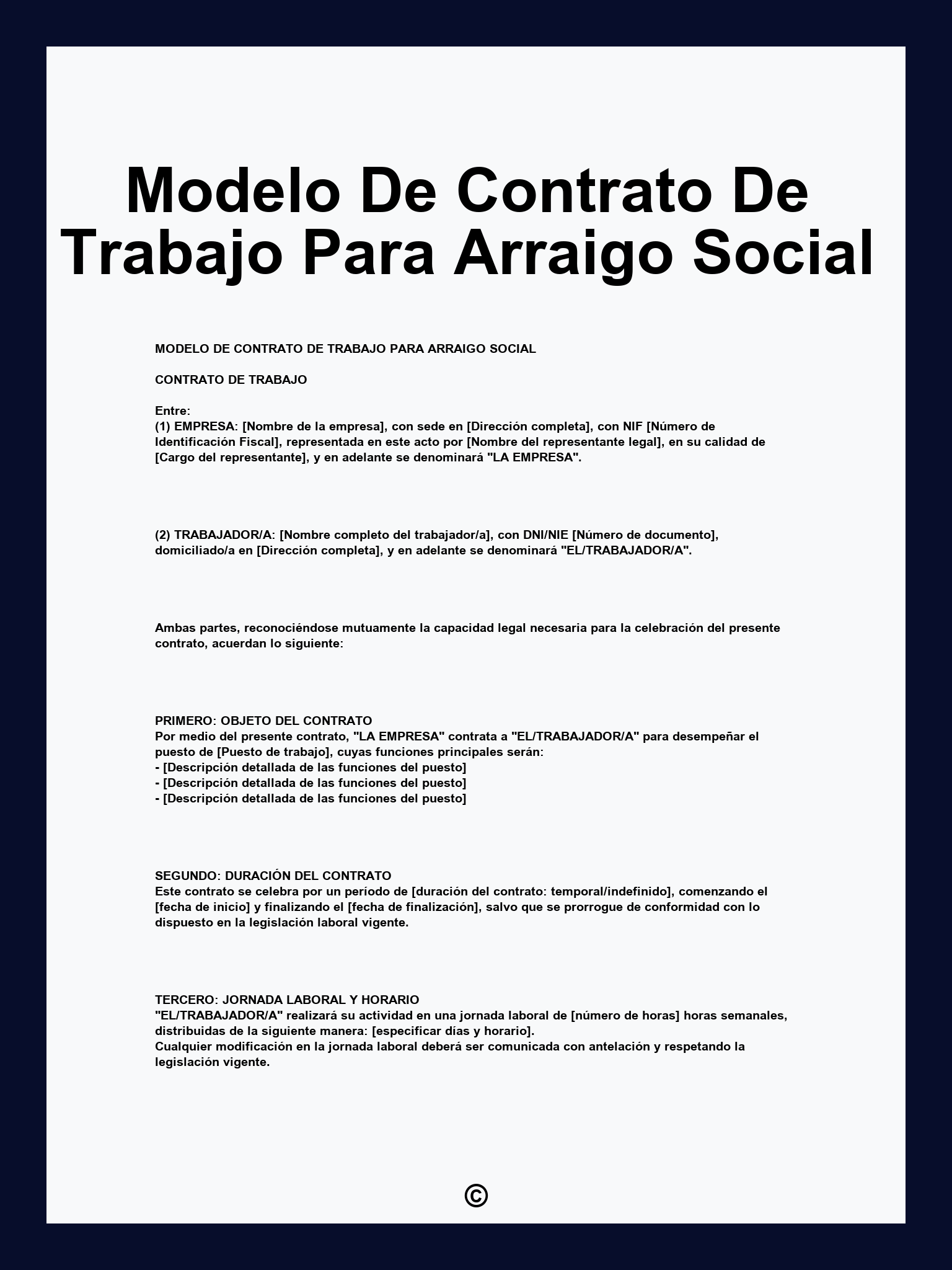 Modelo De Contrato De Trabajo Para Arraigo Social