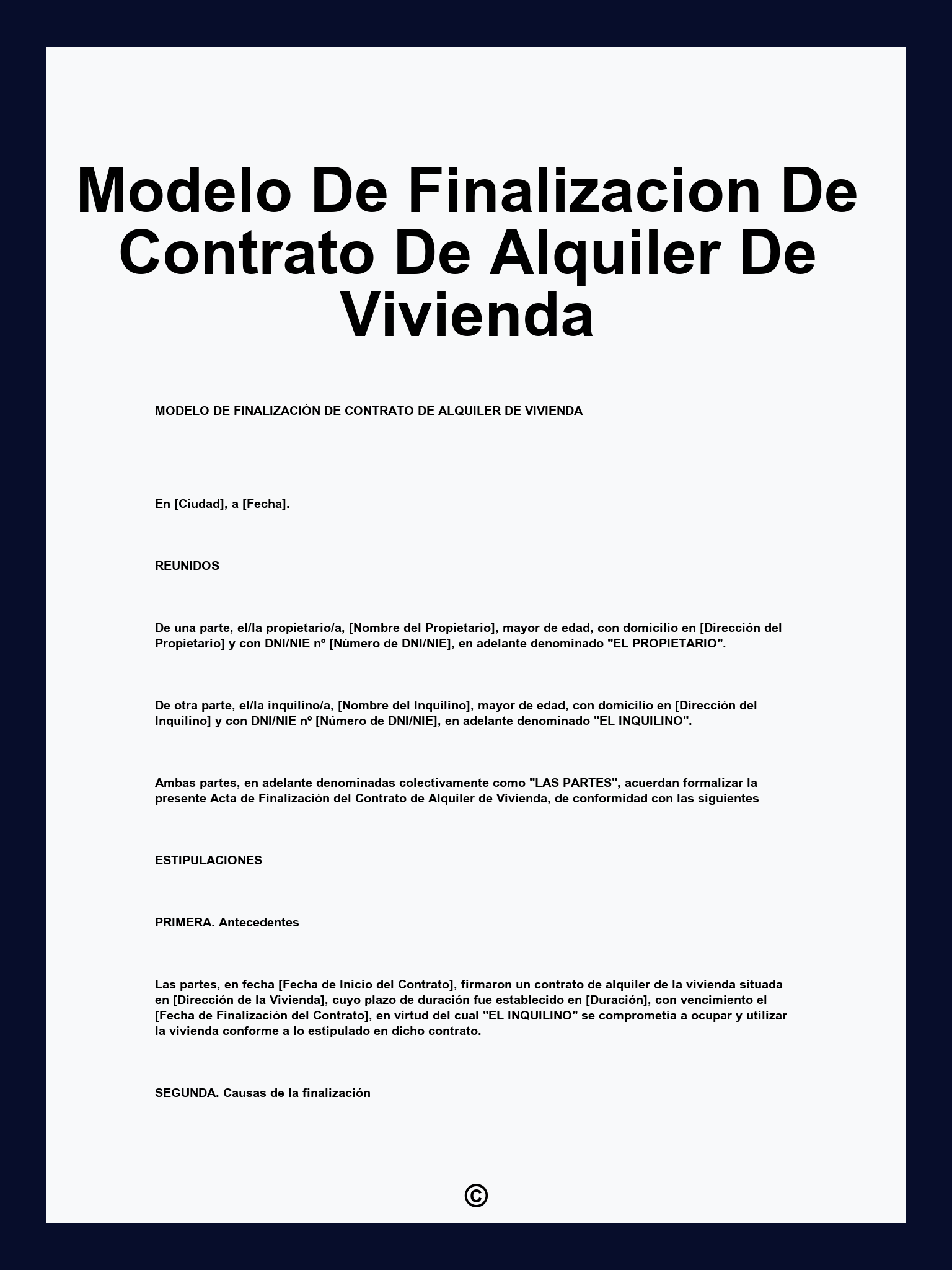 Modelo De Finalizacion De Contrato De Alquiler De Vivienda