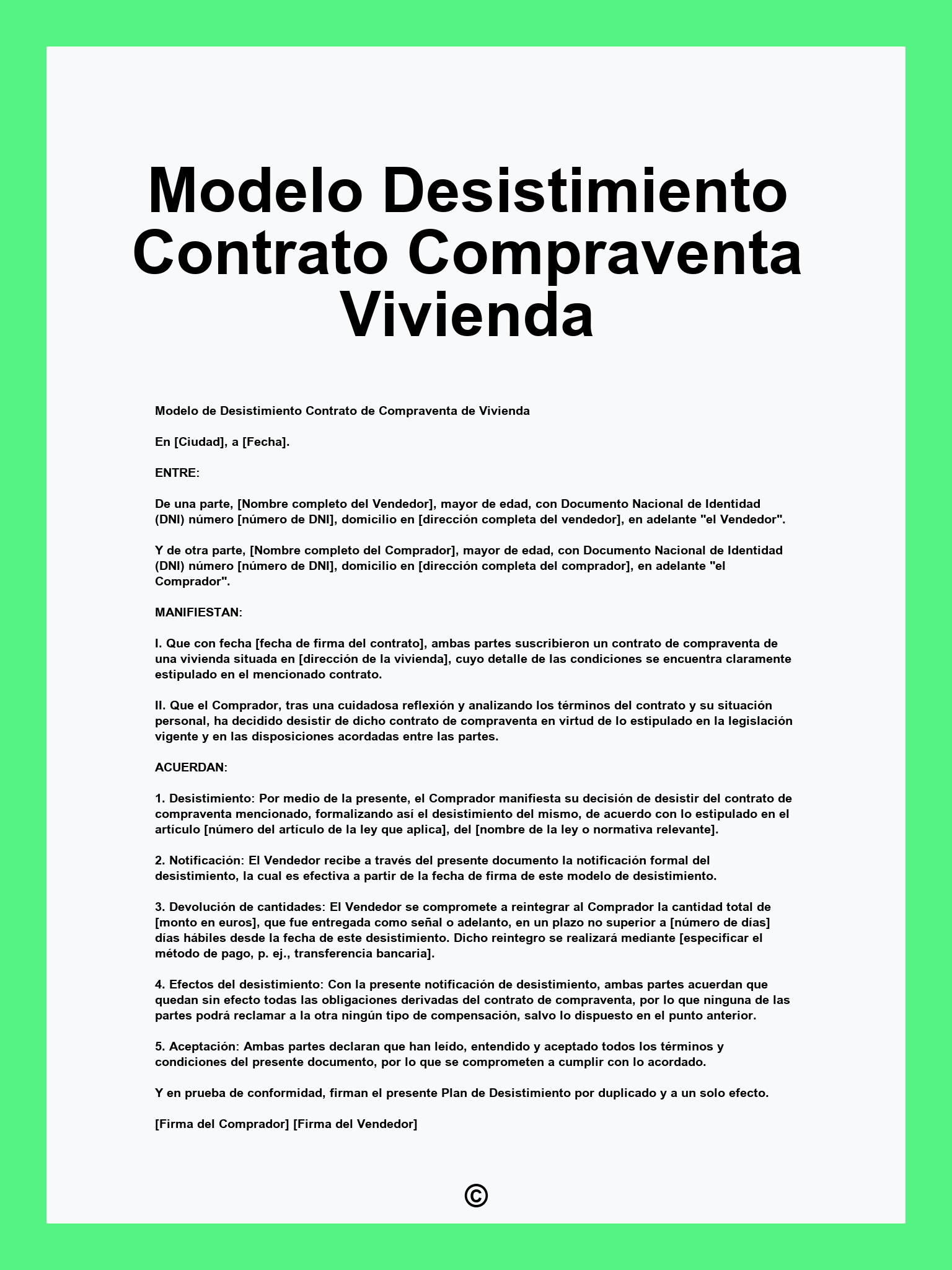 Modelo Desistimiento Contrato Compraventa Vivienda