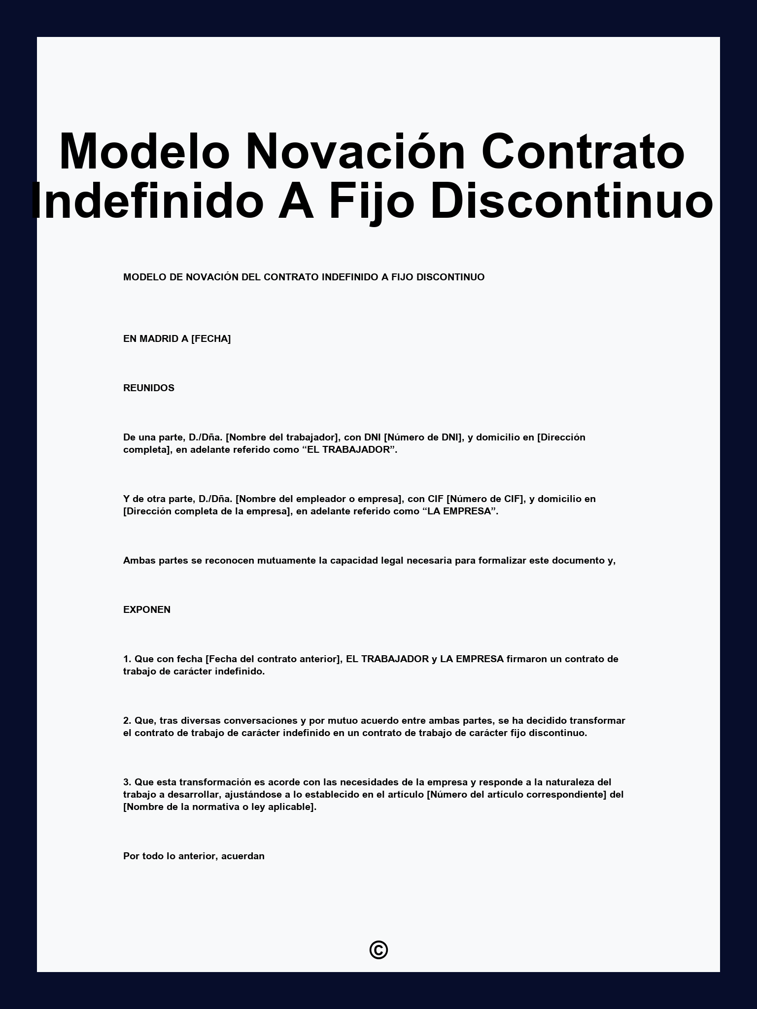 Modelo Novación Contrato Indefinido A Fijo Discontinuo