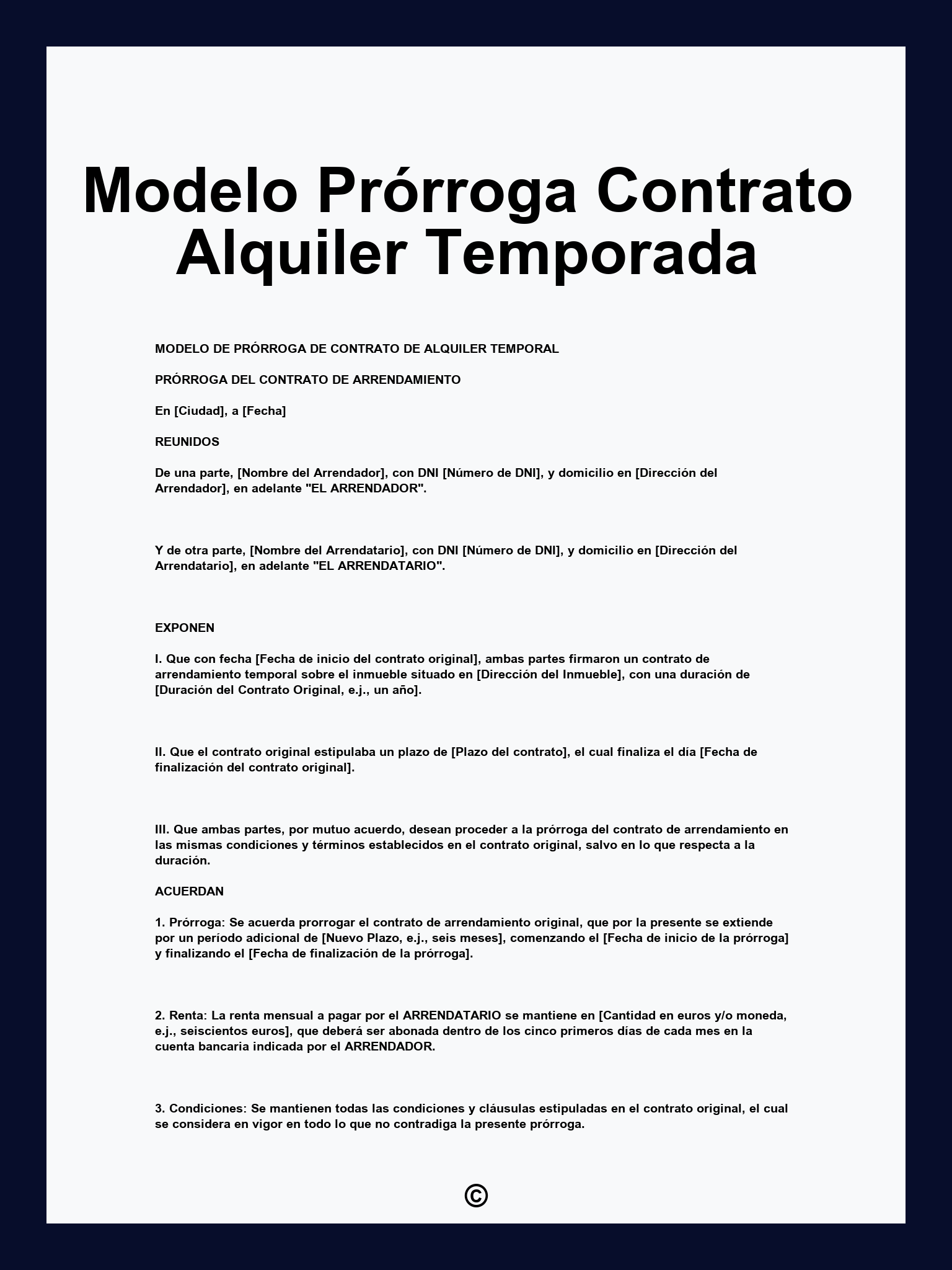 Modelo Prórroga Contrato Alquiler Temporada