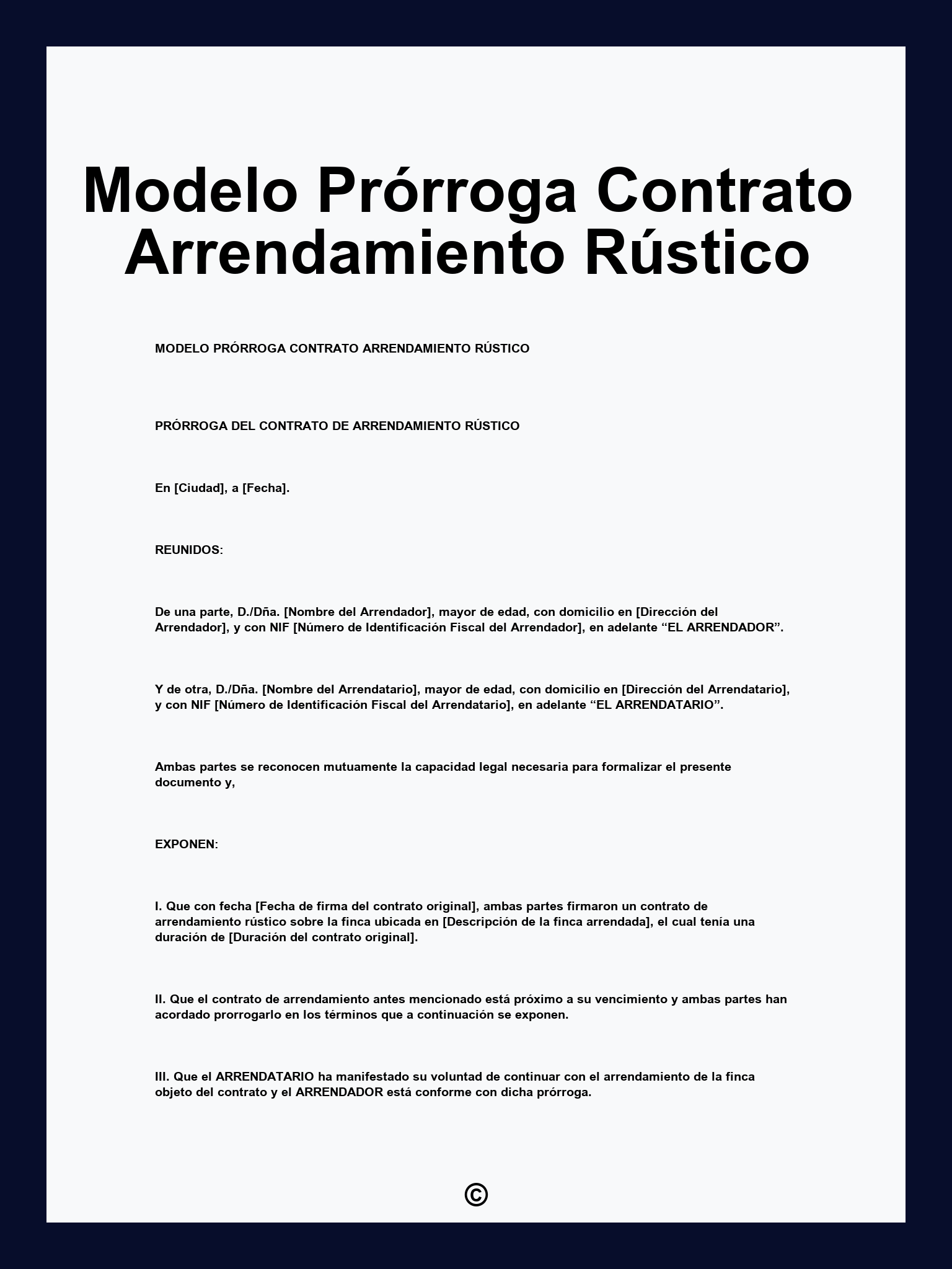 Modelo Prórroga Contrato Arrendamiento Rústico