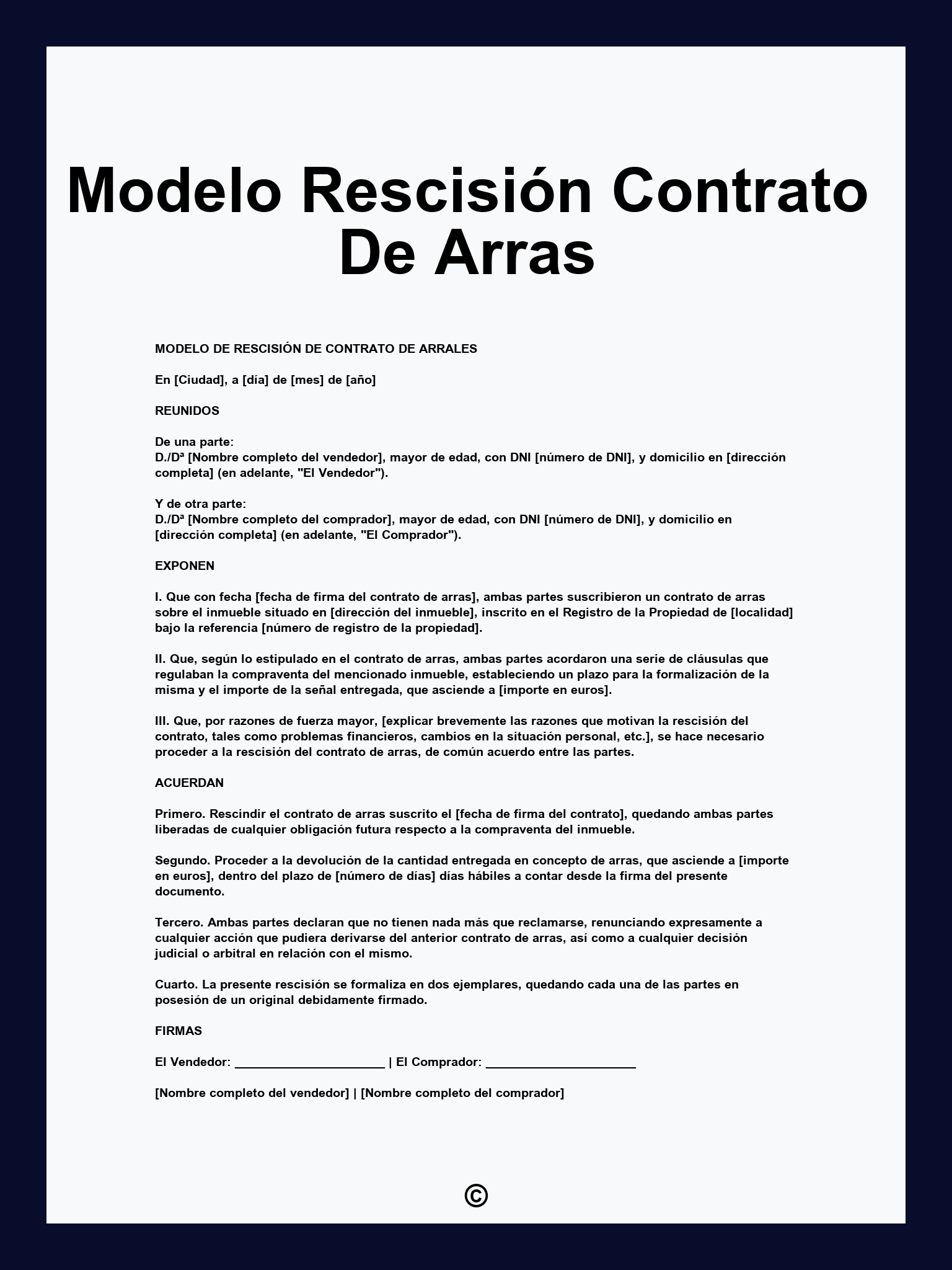 Modelo Rescisión Contrato De Arras