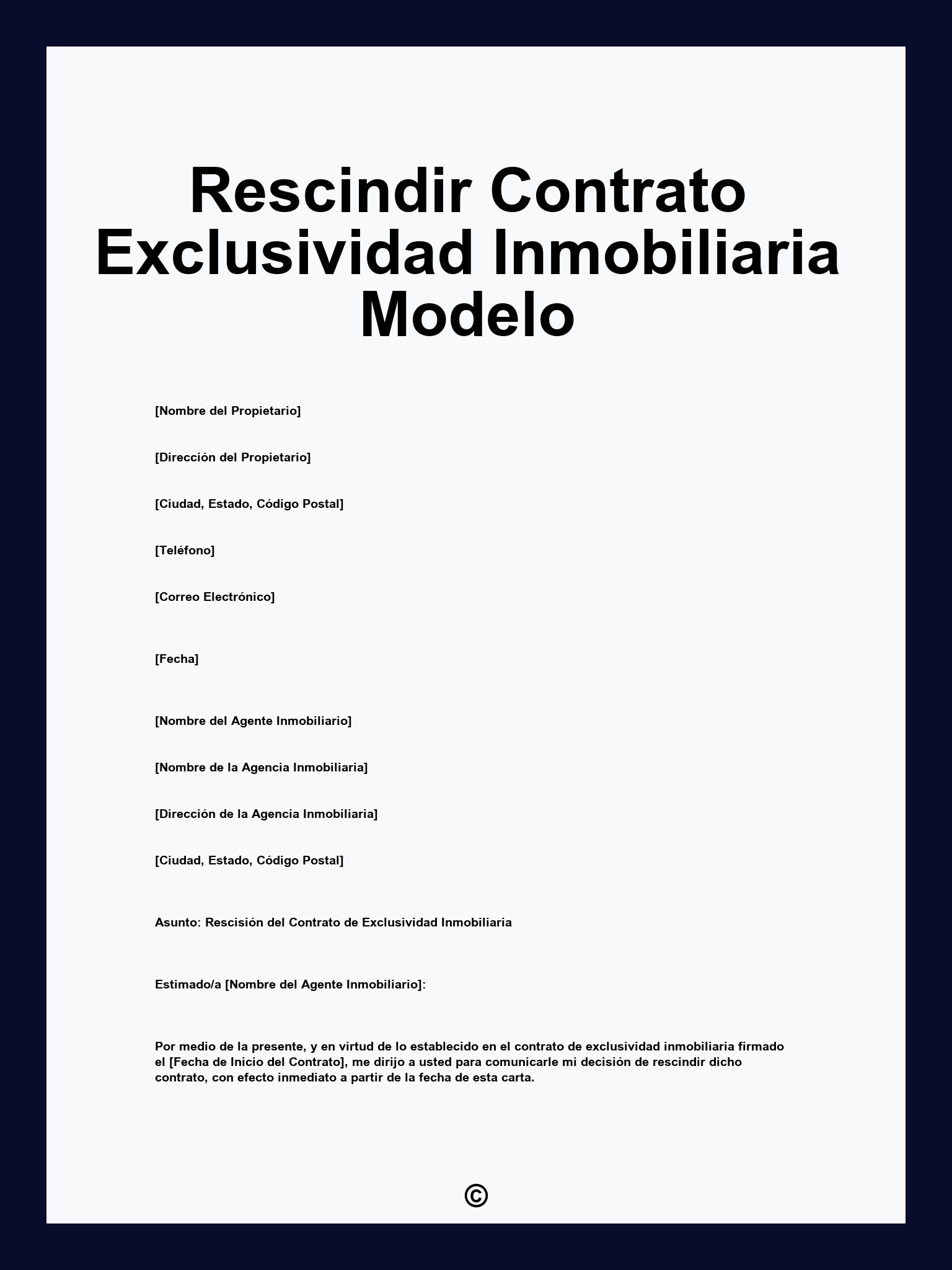 Rescindir Contrato Exclusividad Inmobiliaria Modelo